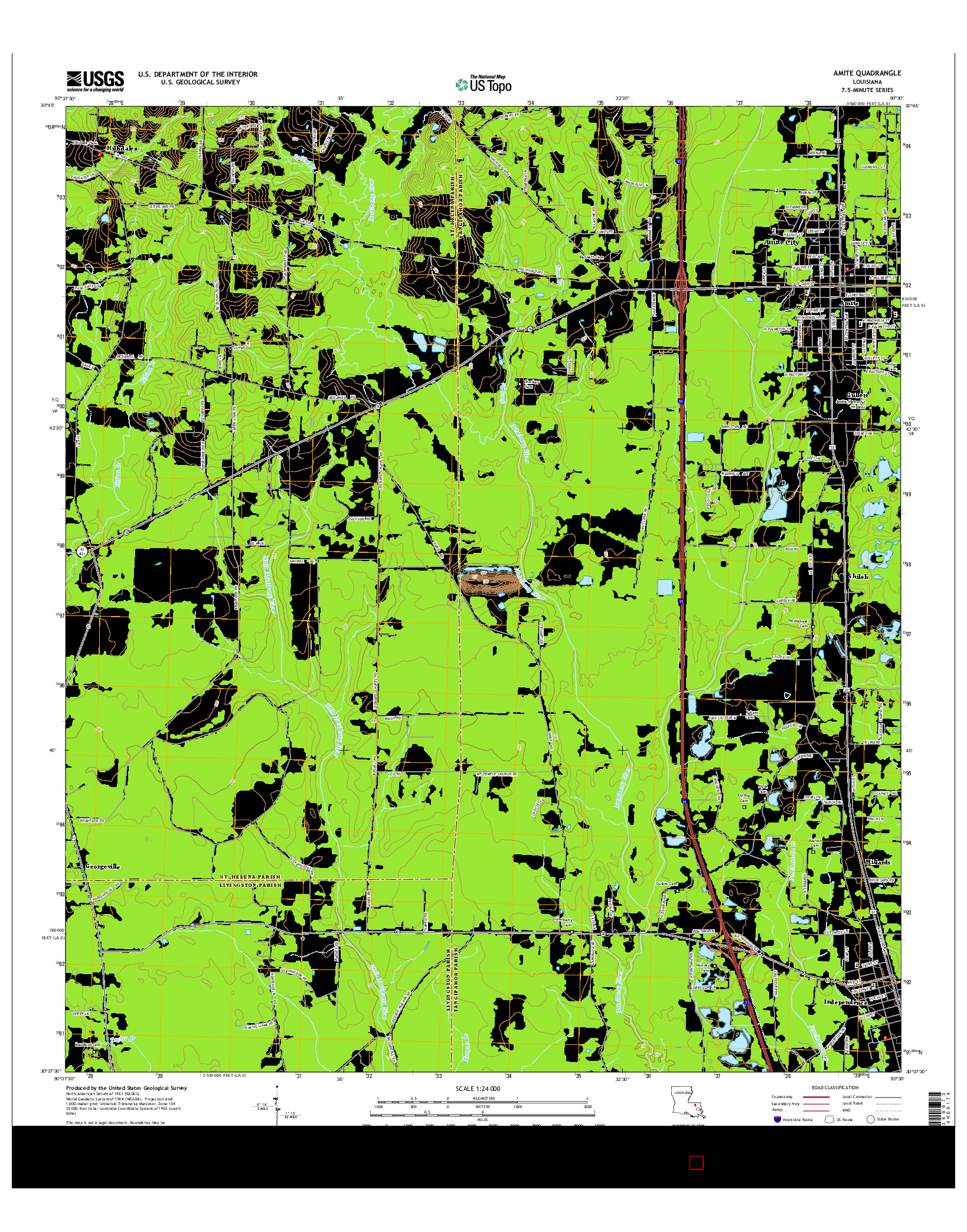 USGS US TOPO 7.5-MINUTE MAP FOR AMITE, LA 2015