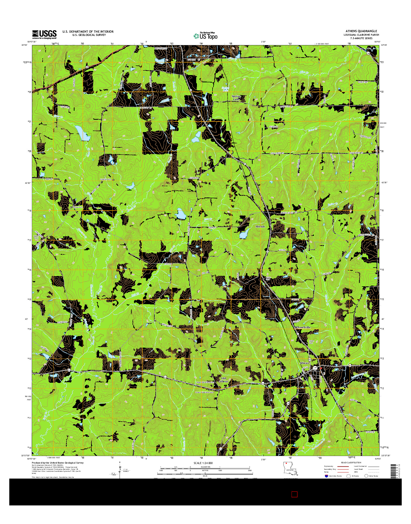 USGS US TOPO 7.5-MINUTE MAP FOR ATHENS, LA 2015