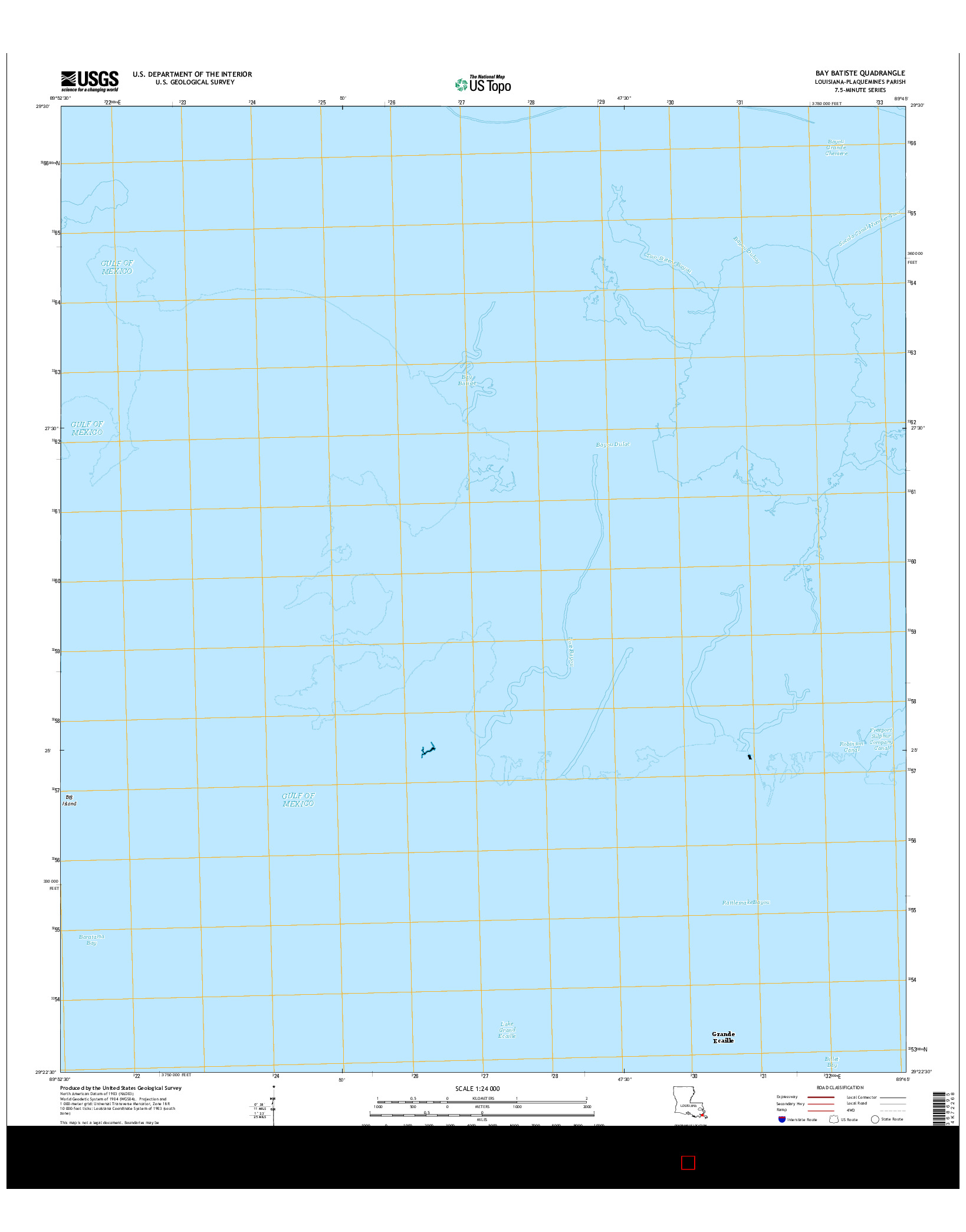 USGS US TOPO 7.5-MINUTE MAP FOR BAY BATISTE, LA 2015
