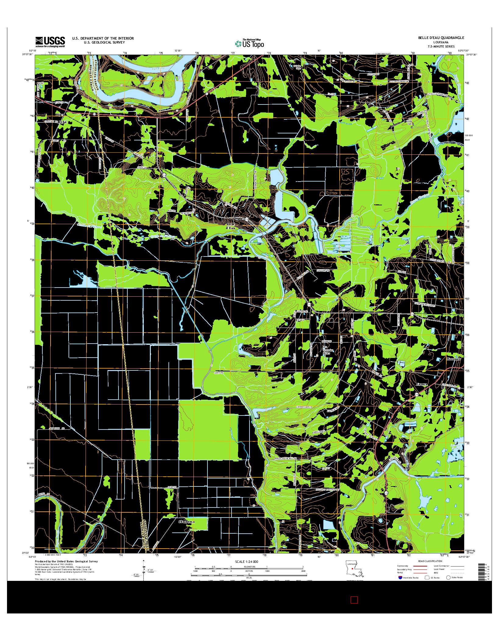 USGS US TOPO 7.5-MINUTE MAP FOR BELLE D'EAU, LA 2015