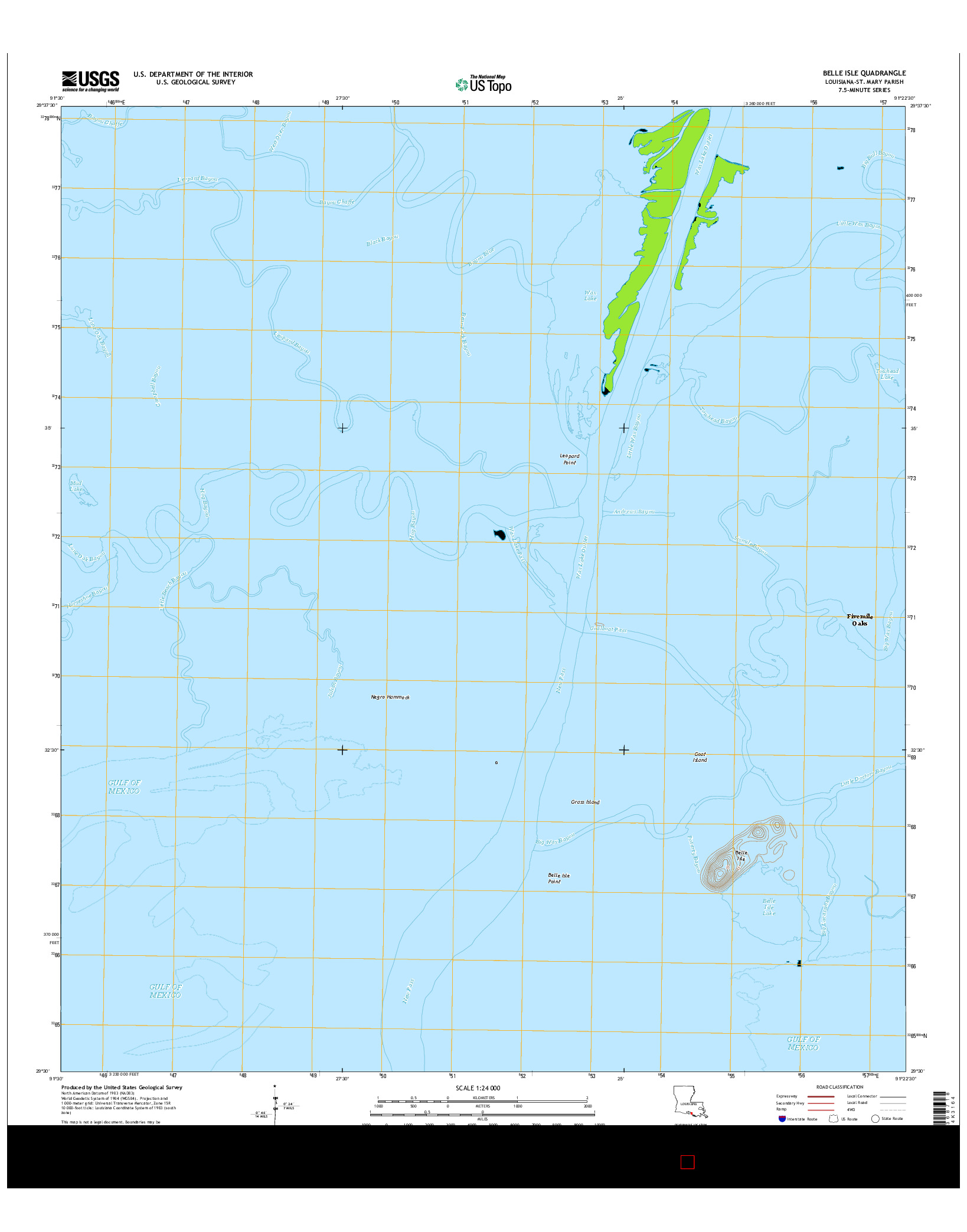 USGS US TOPO 7.5-MINUTE MAP FOR BELLE ISLE, LA 2015