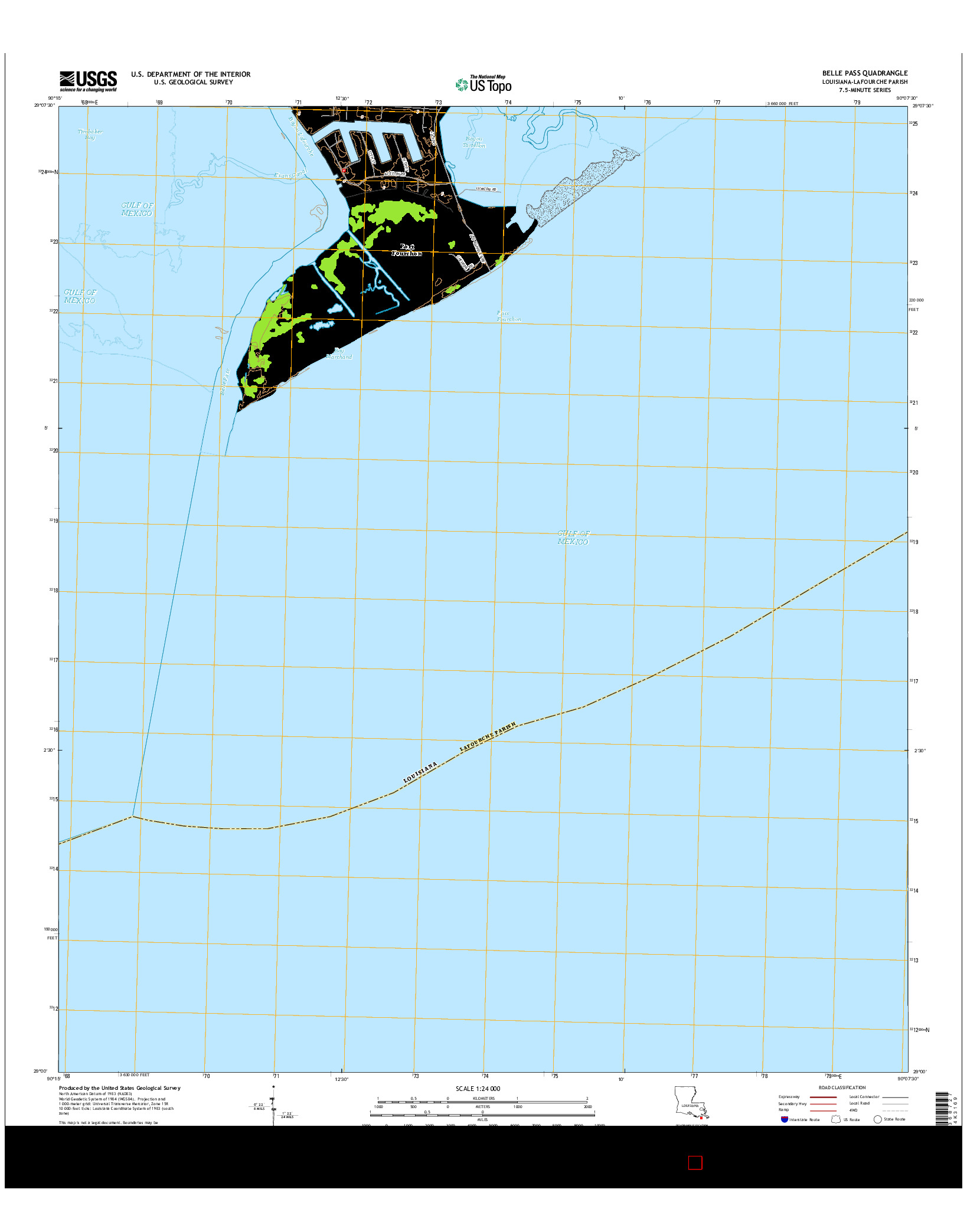 USGS US TOPO 7.5-MINUTE MAP FOR BELLE PASS, LA 2015