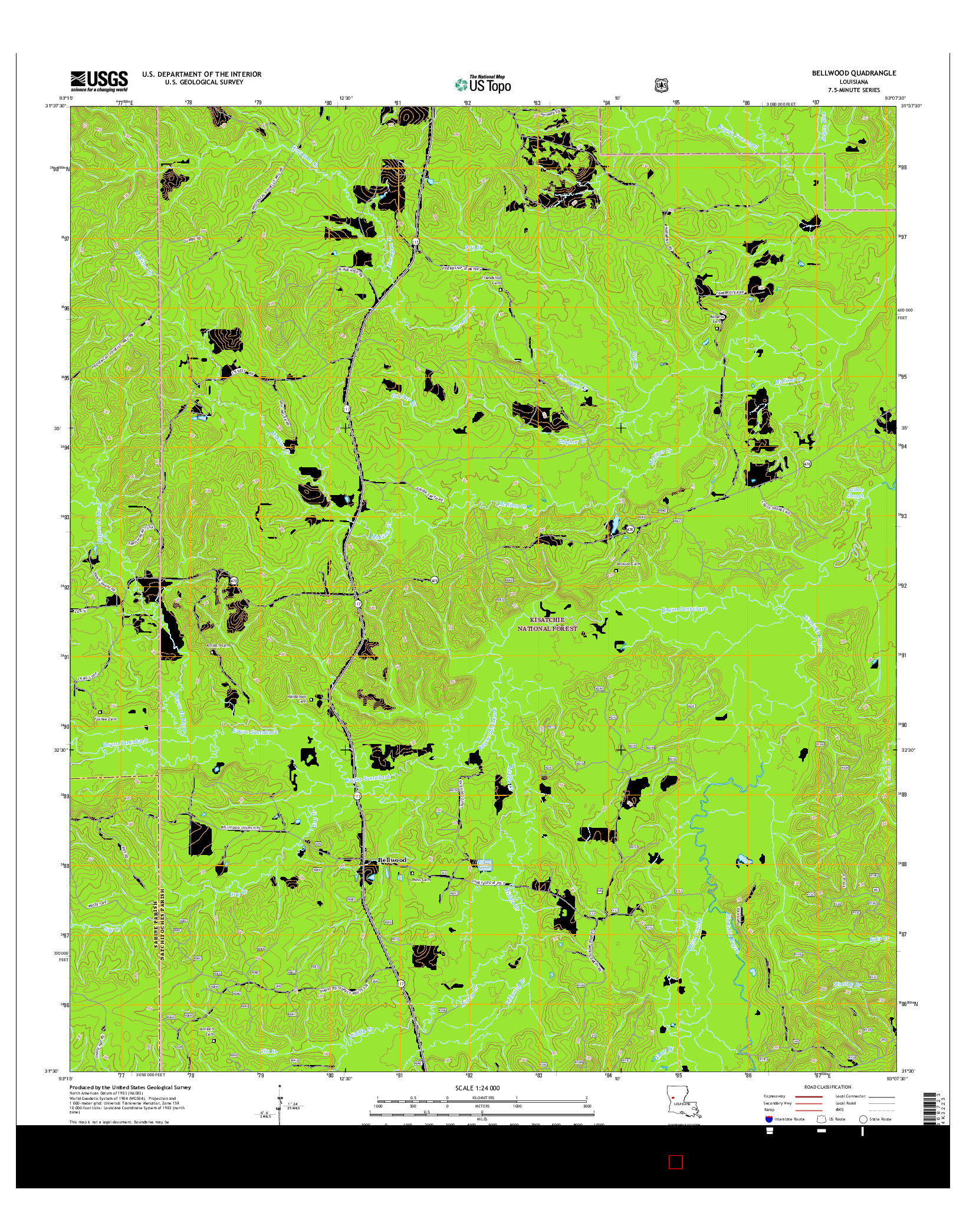 USGS US TOPO 7.5-MINUTE MAP FOR BELLWOOD, LA 2015