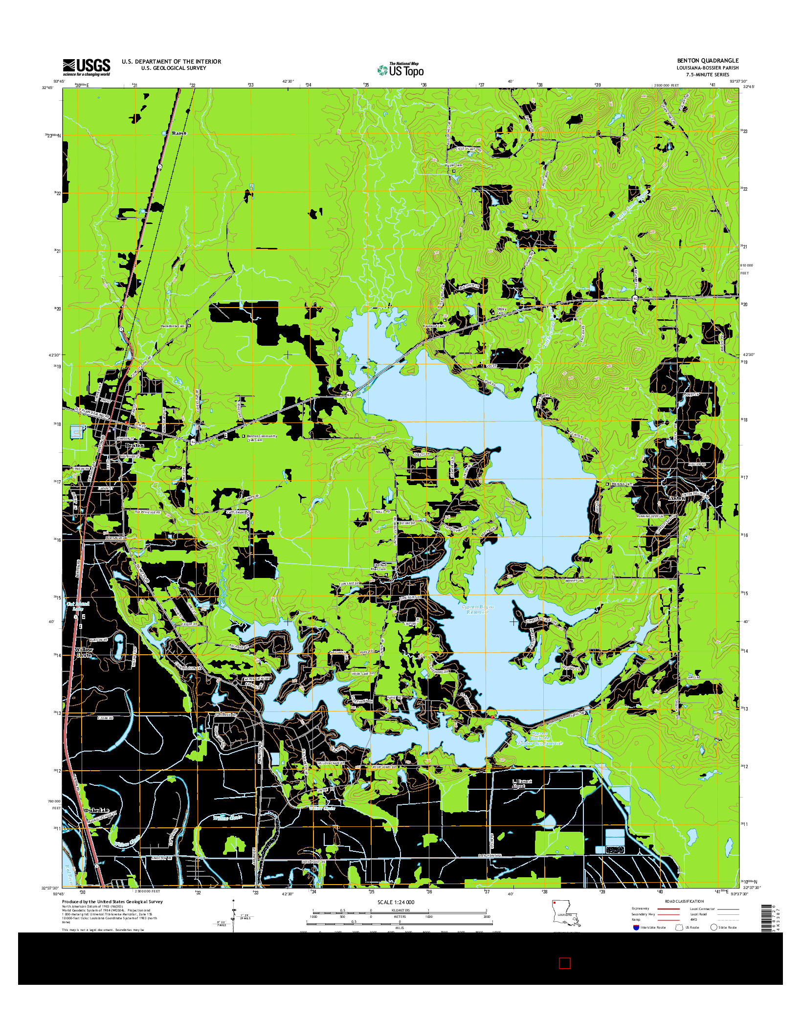 USGS US TOPO 7.5-MINUTE MAP FOR BENTON, LA 2015
