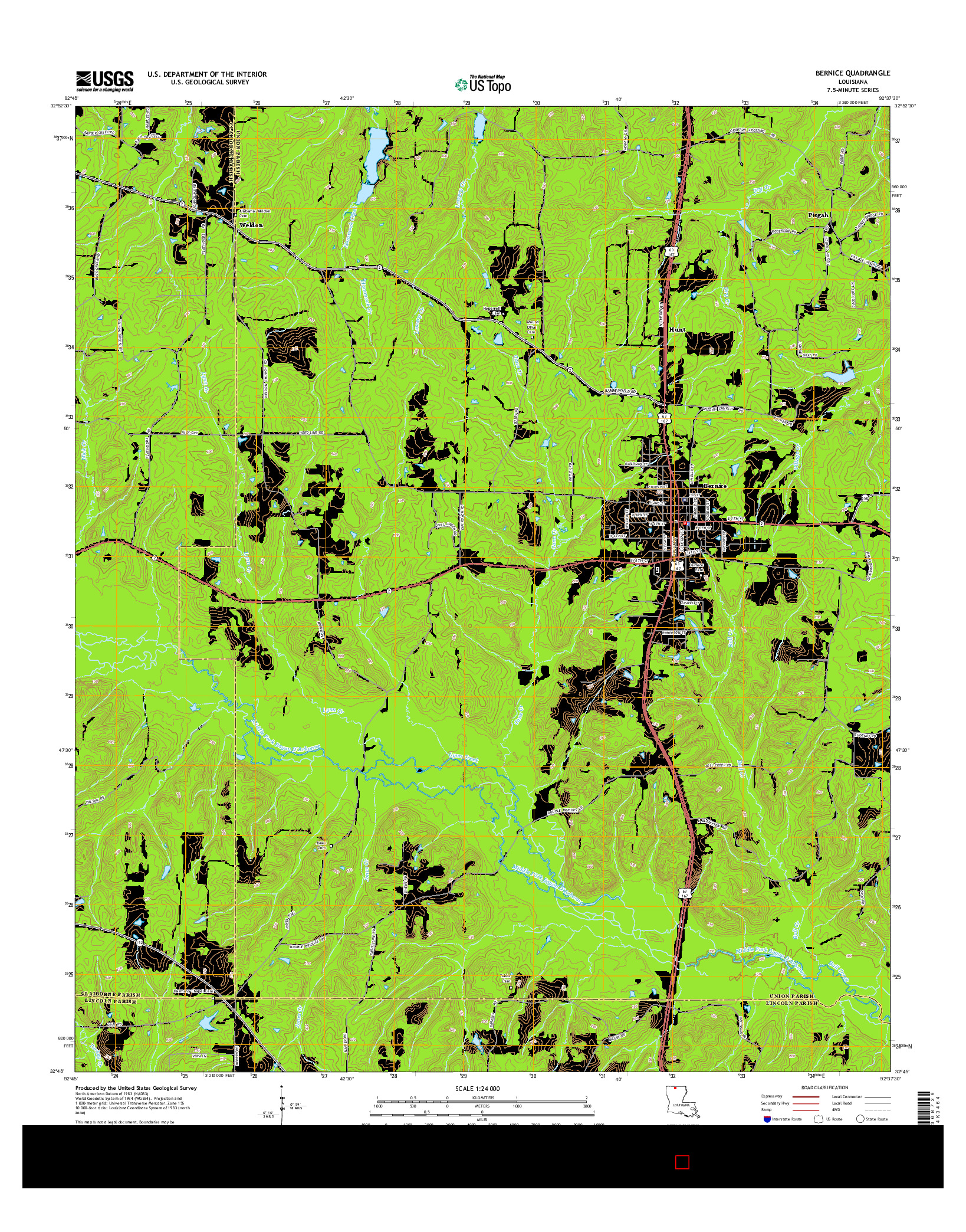 USGS US TOPO 7.5-MINUTE MAP FOR BERNICE, LA 2015