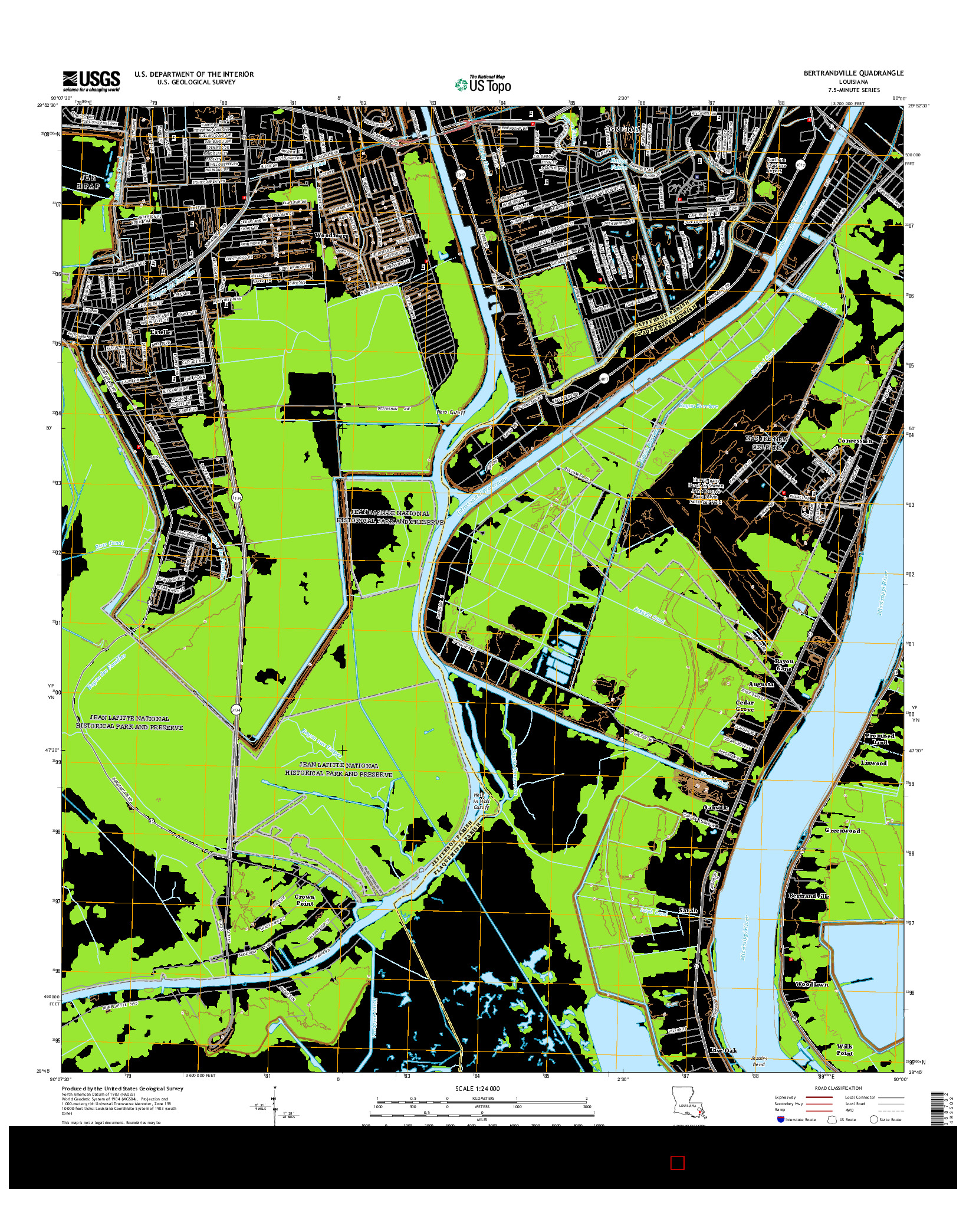 USGS US TOPO 7.5-MINUTE MAP FOR BERTRANDVILLE, LA 2015