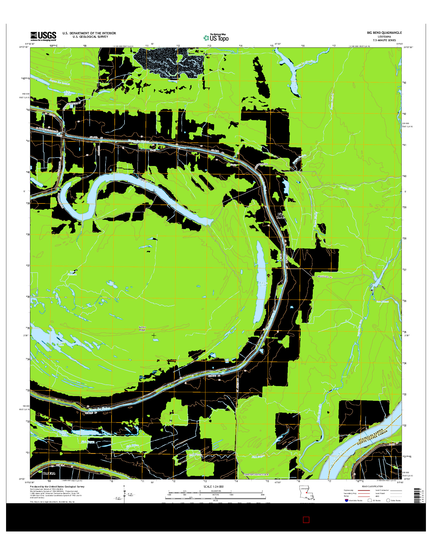 USGS US TOPO 7.5-MINUTE MAP FOR BIG BEND, LA 2015