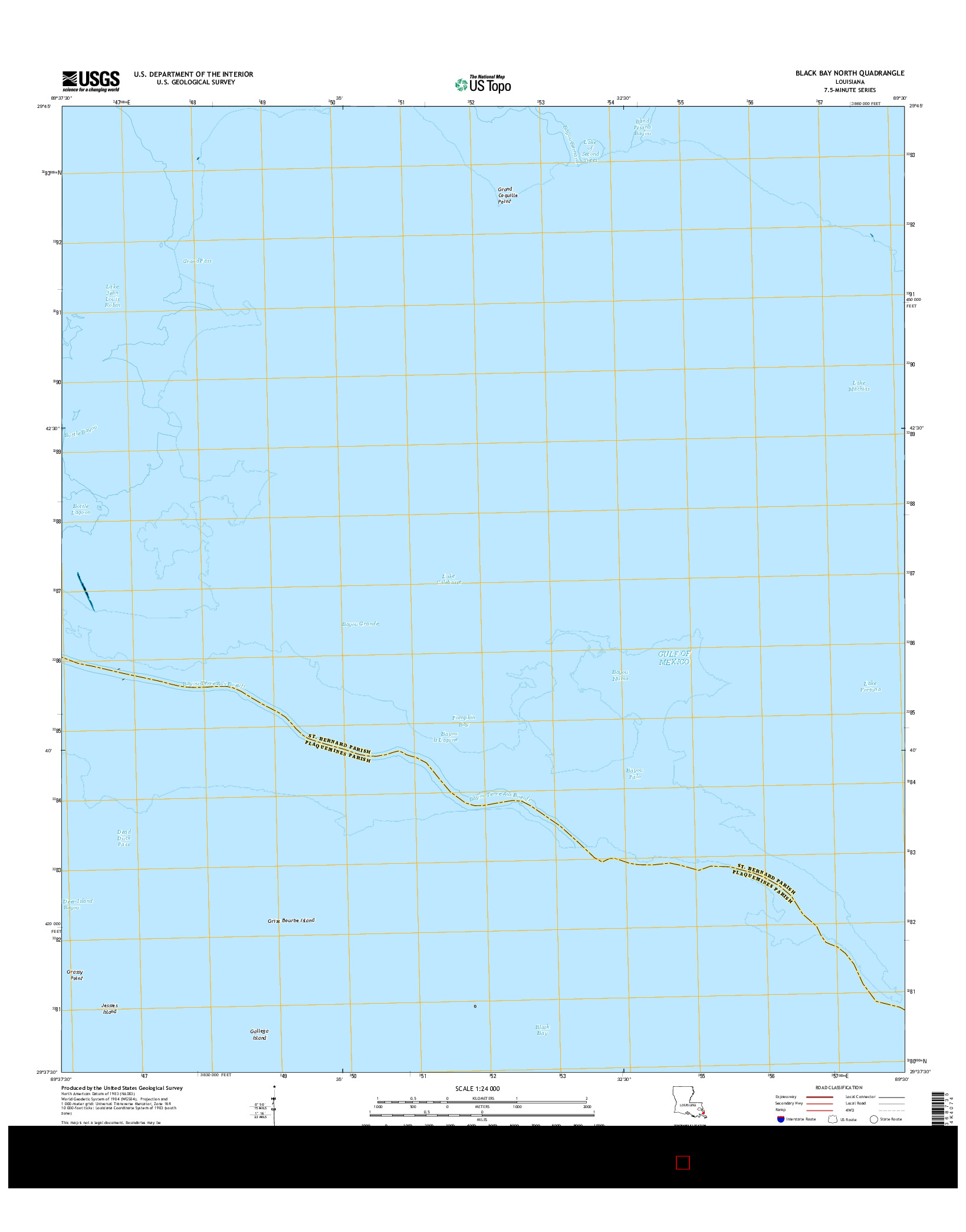 USGS US TOPO 7.5-MINUTE MAP FOR BLACK BAY NORTH, LA 2015