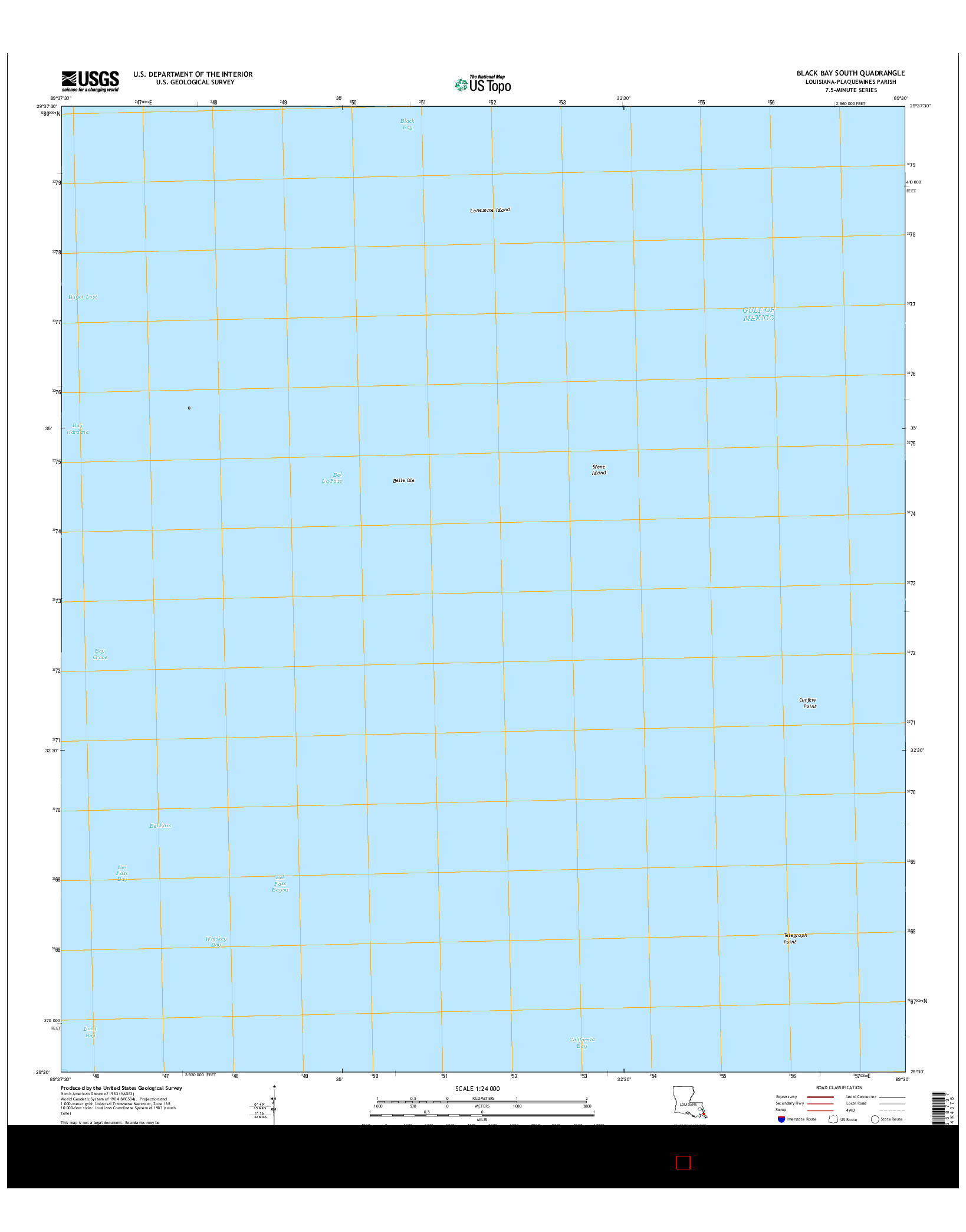 USGS US TOPO 7.5-MINUTE MAP FOR BLACK BAY SOUTH, LA 2015