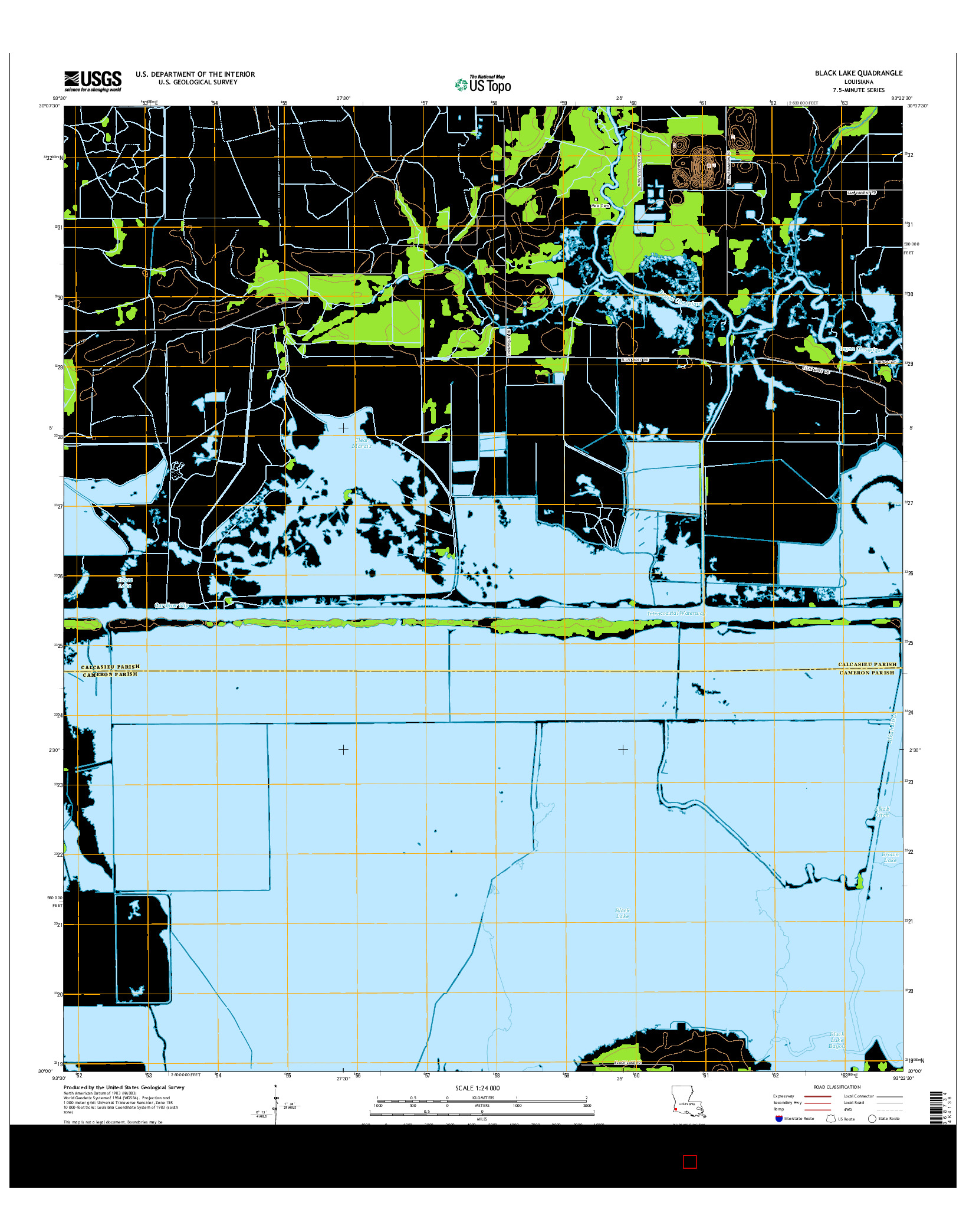 USGS US TOPO 7.5-MINUTE MAP FOR BLACK LAKE, LA 2015