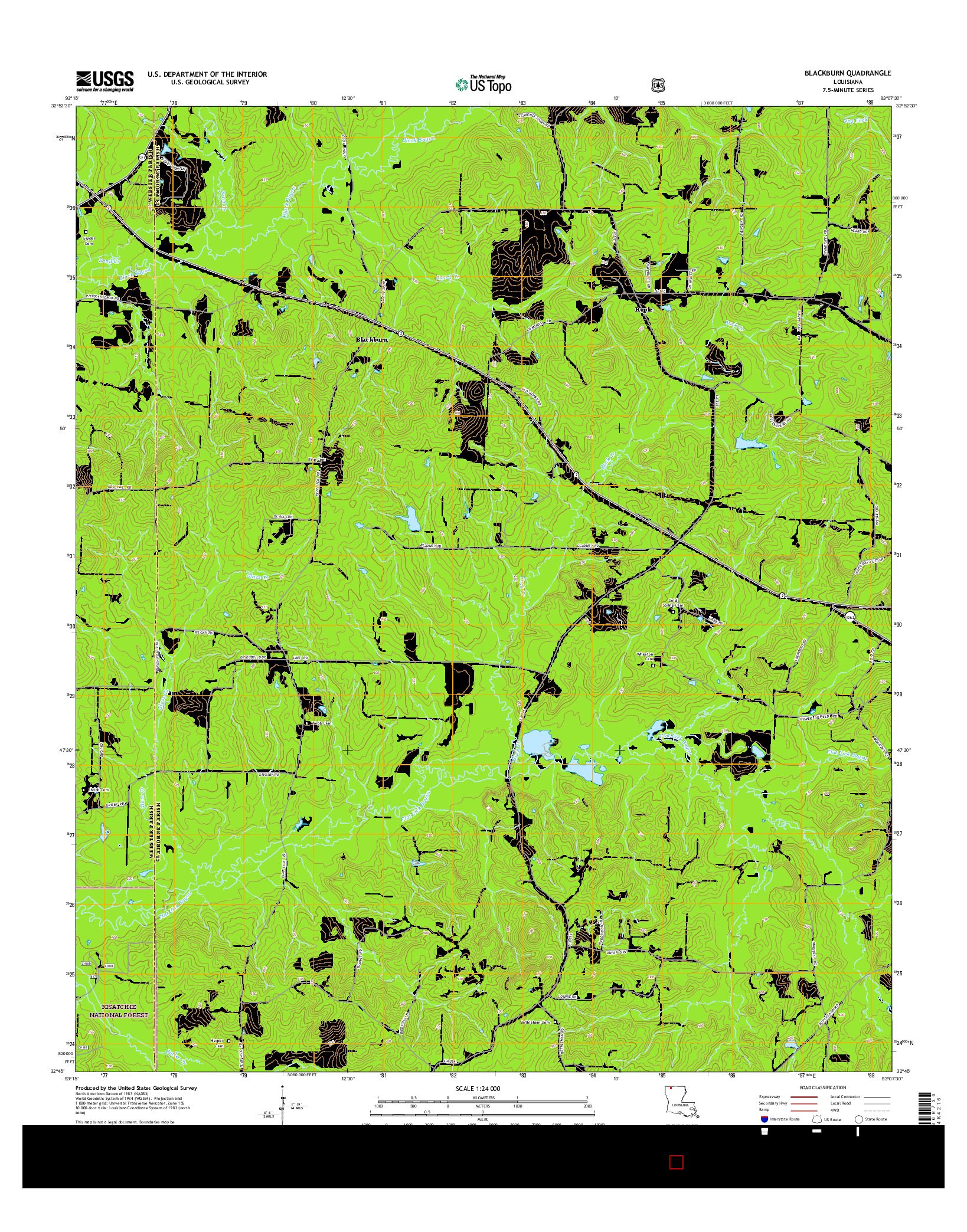 USGS US TOPO 7.5-MINUTE MAP FOR BLACKBURN, LA 2015