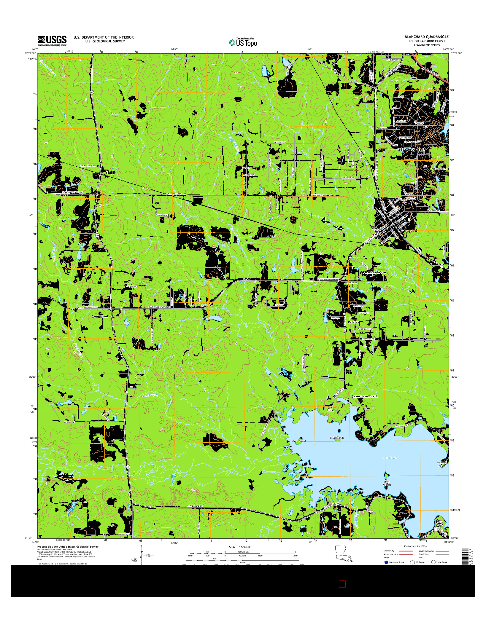 USGS US TOPO 7.5-MINUTE MAP FOR BLANCHARD, LA 2015