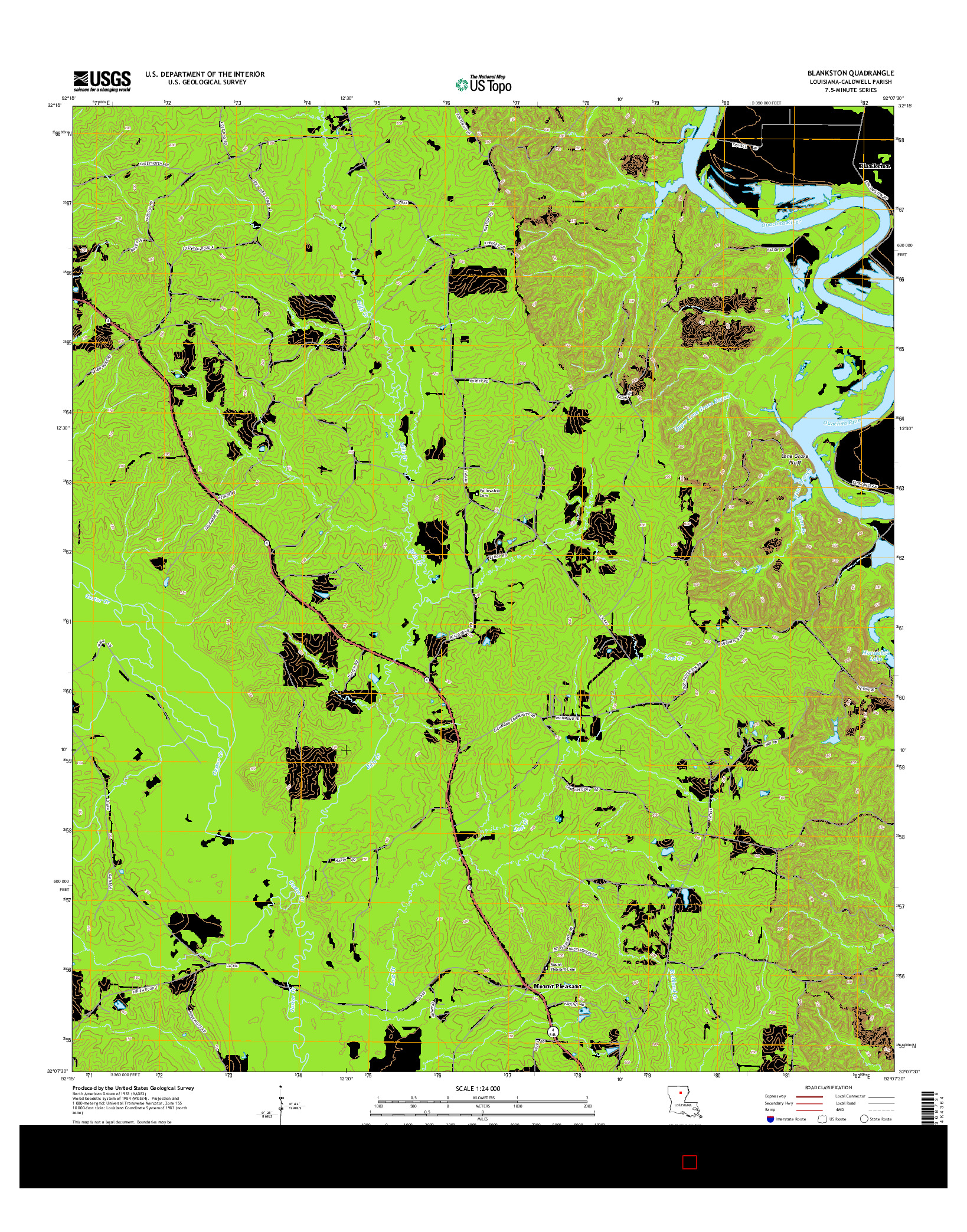 USGS US TOPO 7.5-MINUTE MAP FOR BLANKSTON, LA 2015