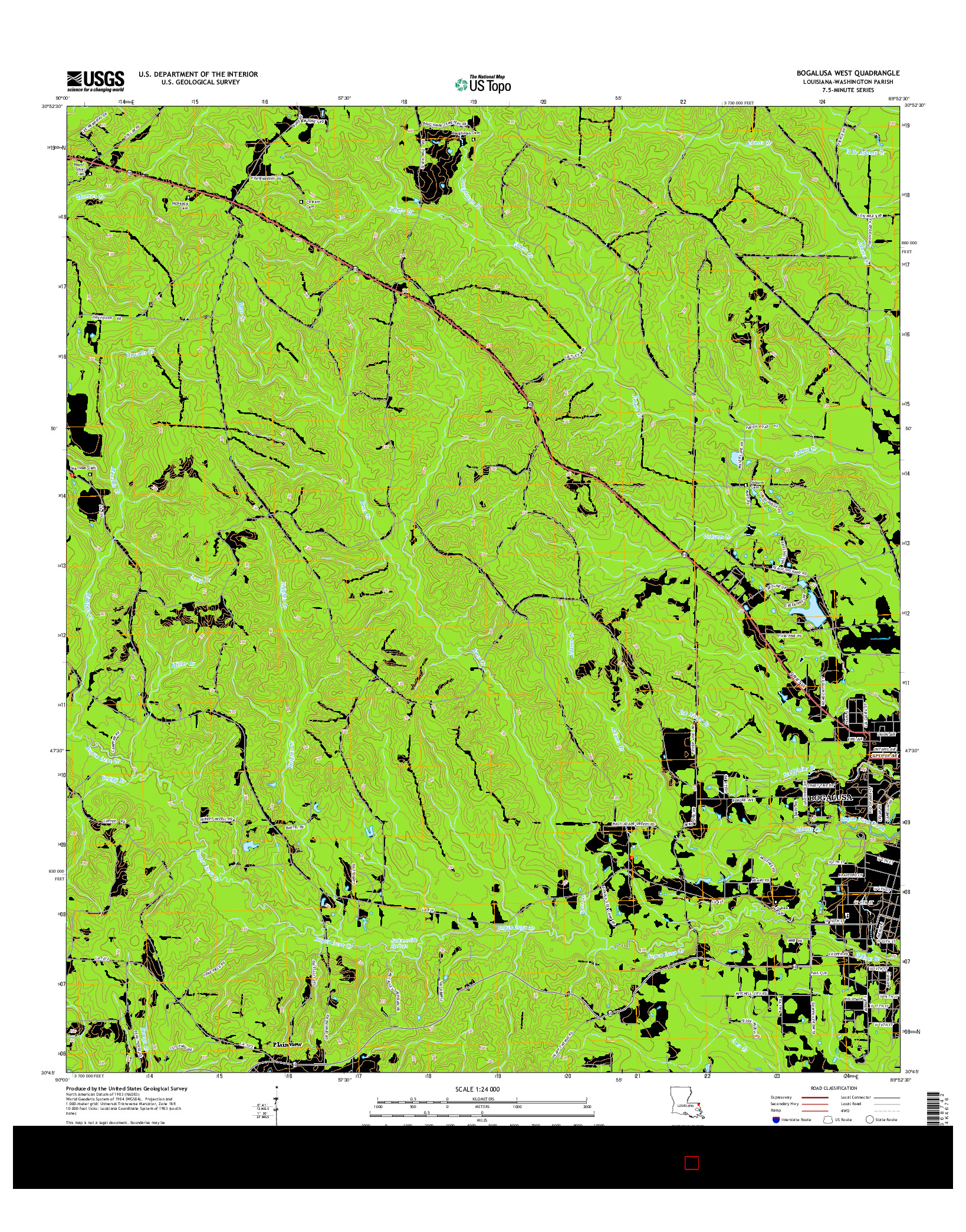 USGS US TOPO 7.5-MINUTE MAP FOR BOGALUSA WEST, LA 2015