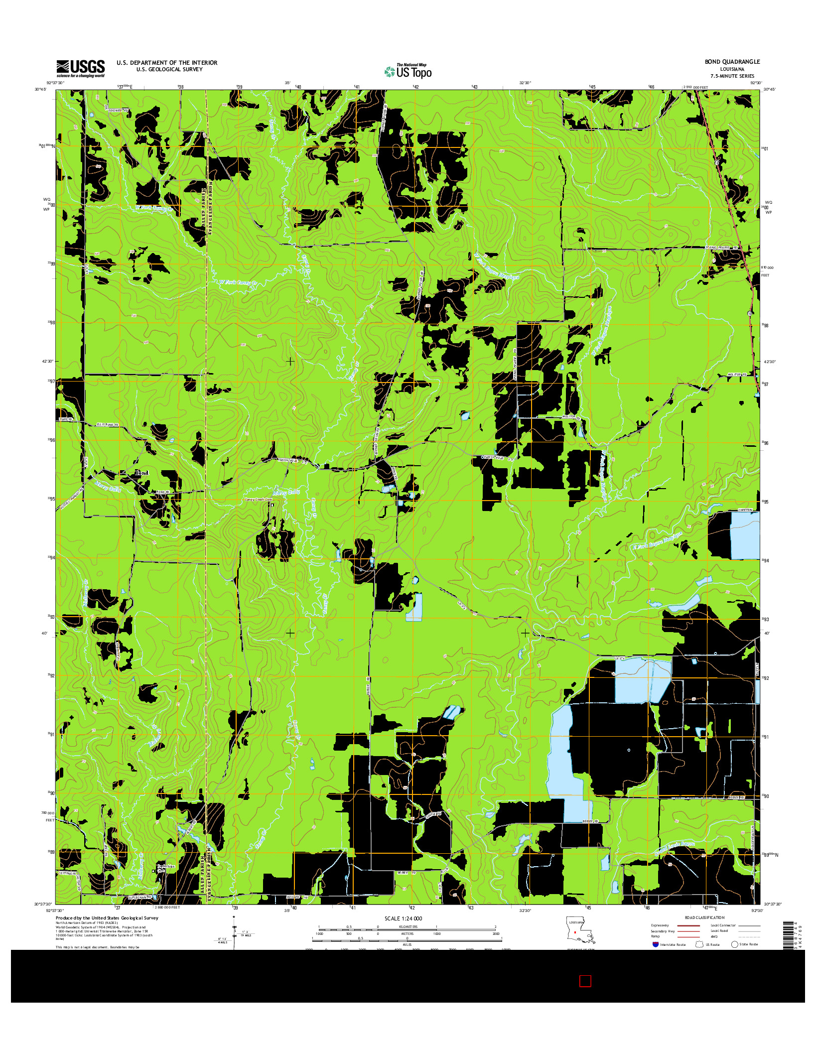 USGS US TOPO 7.5-MINUTE MAP FOR BOND, LA 2015