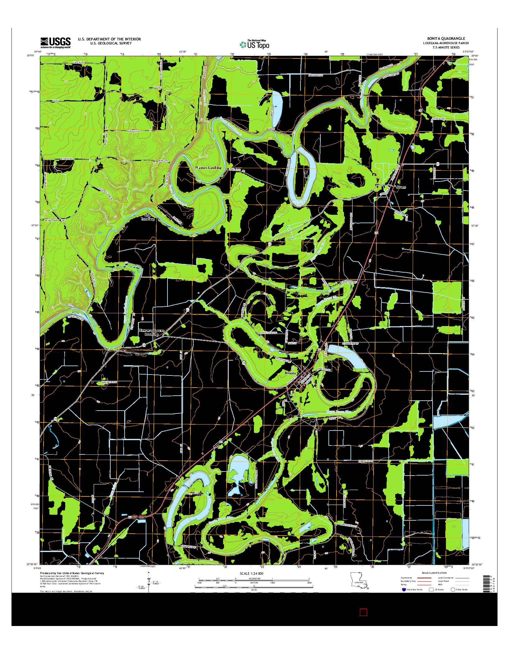 USGS US TOPO 7.5-MINUTE MAP FOR BONITA, LA 2015
