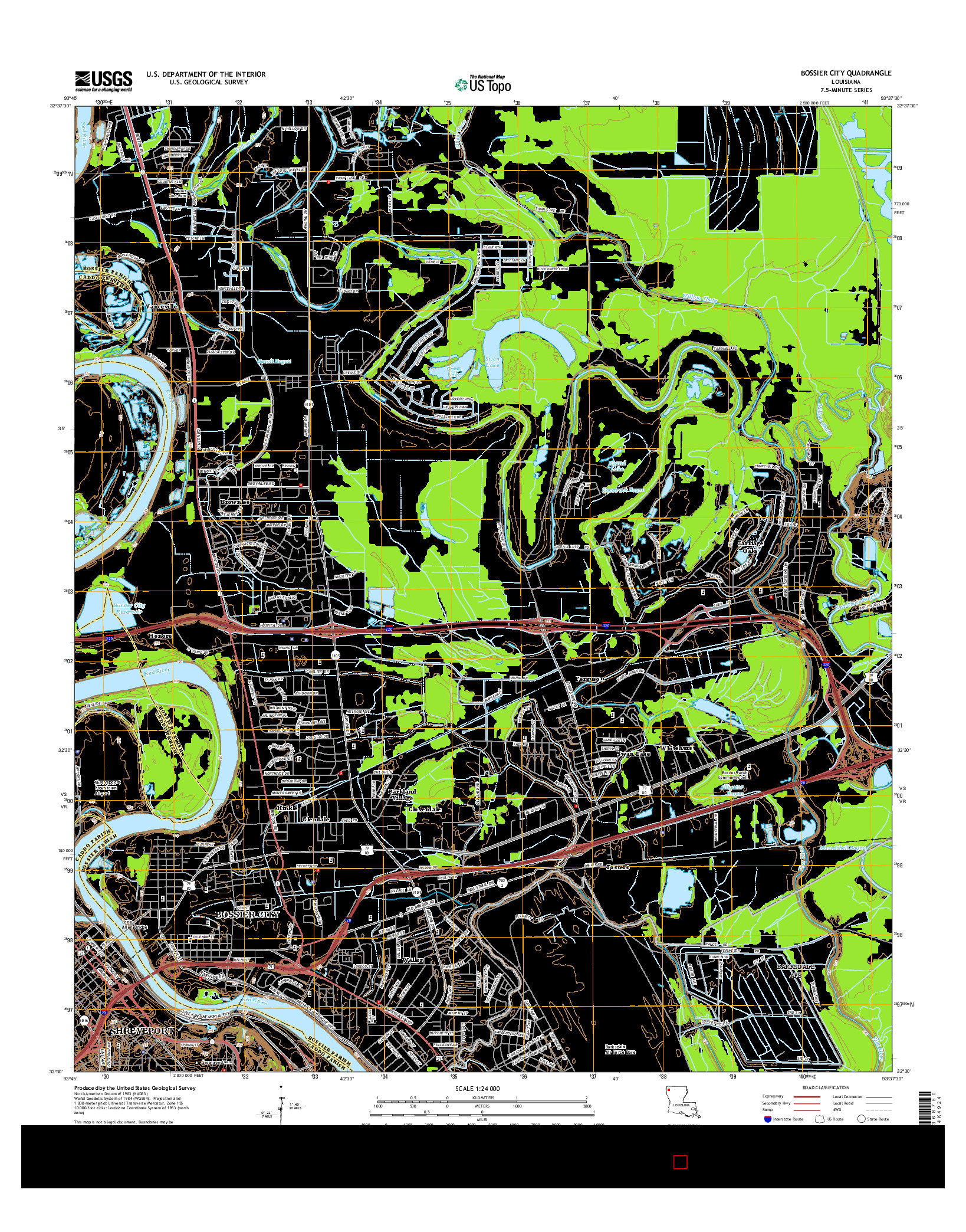 USGS US TOPO 7.5-MINUTE MAP FOR BOSSIER CITY, LA 2015