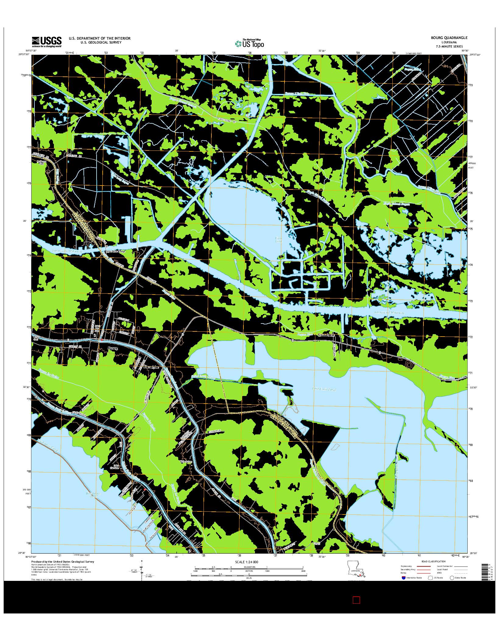 USGS US TOPO 7.5-MINUTE MAP FOR BOURG, LA 2015