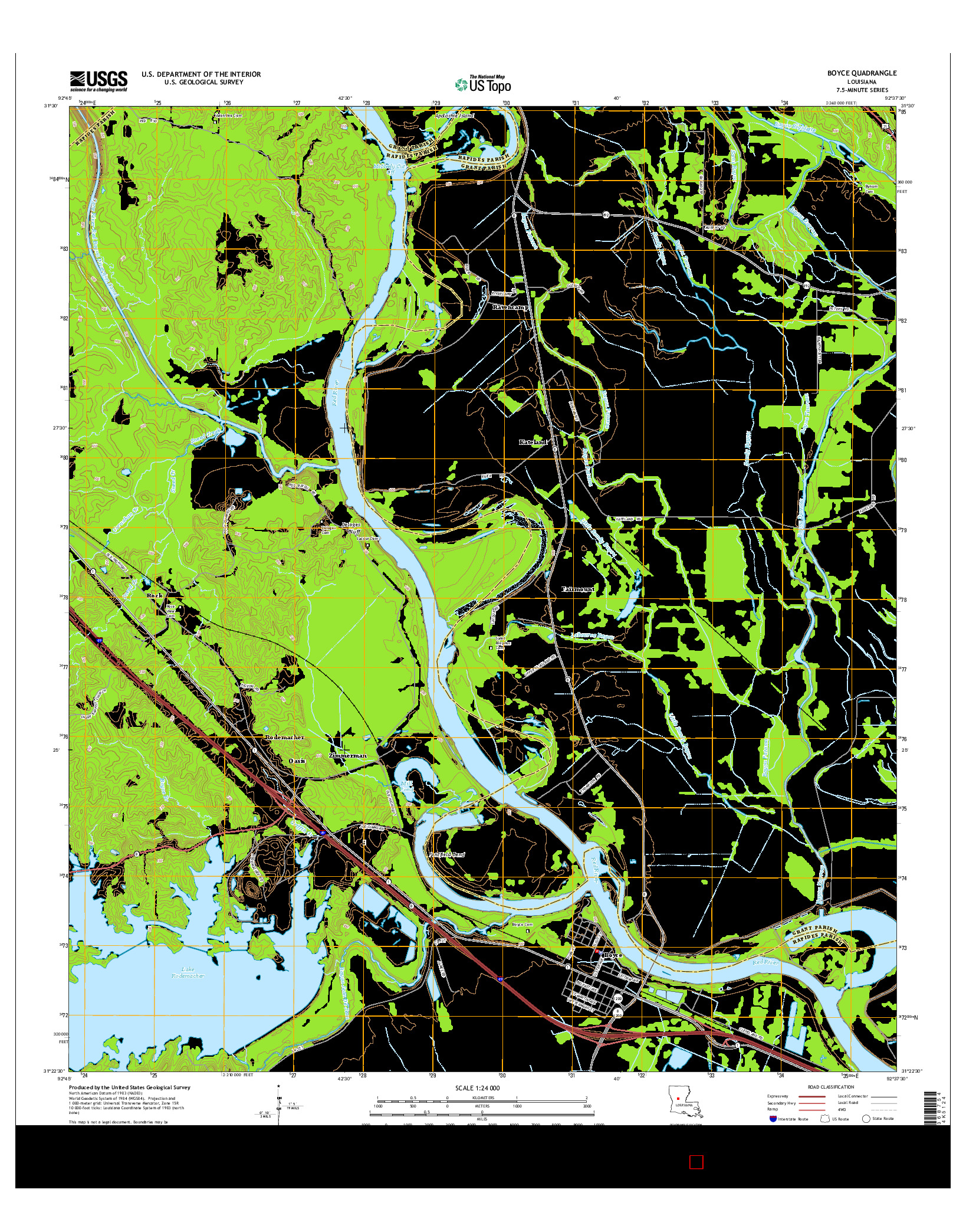 USGS US TOPO 7.5-MINUTE MAP FOR BOYCE, LA 2015