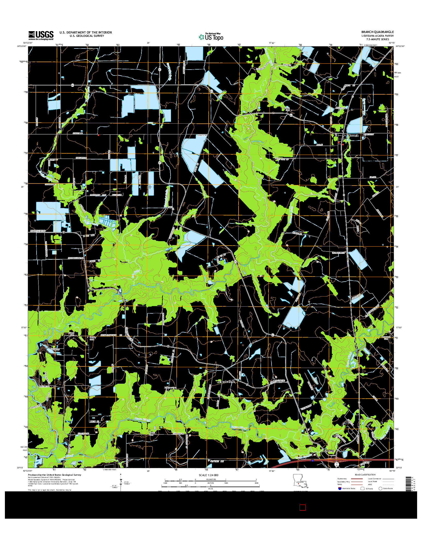 USGS US TOPO 7.5-MINUTE MAP FOR BRANCH, LA 2015