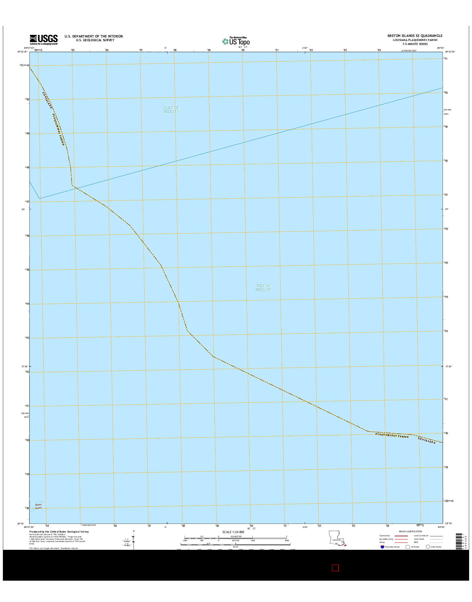 USGS US TOPO 7.5-MINUTE MAP FOR BRETON ISLANDS SE, LA 2015