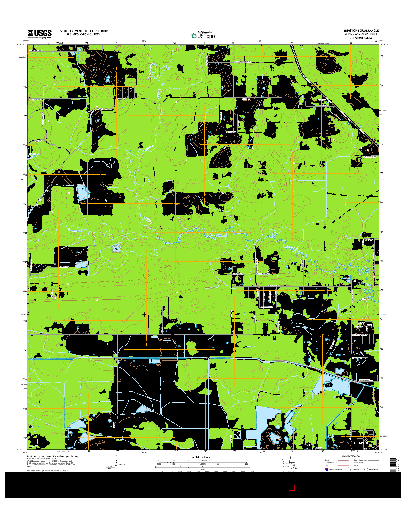 USGS US TOPO 7.5-MINUTE MAP FOR BRIMSTONE, LA 2015