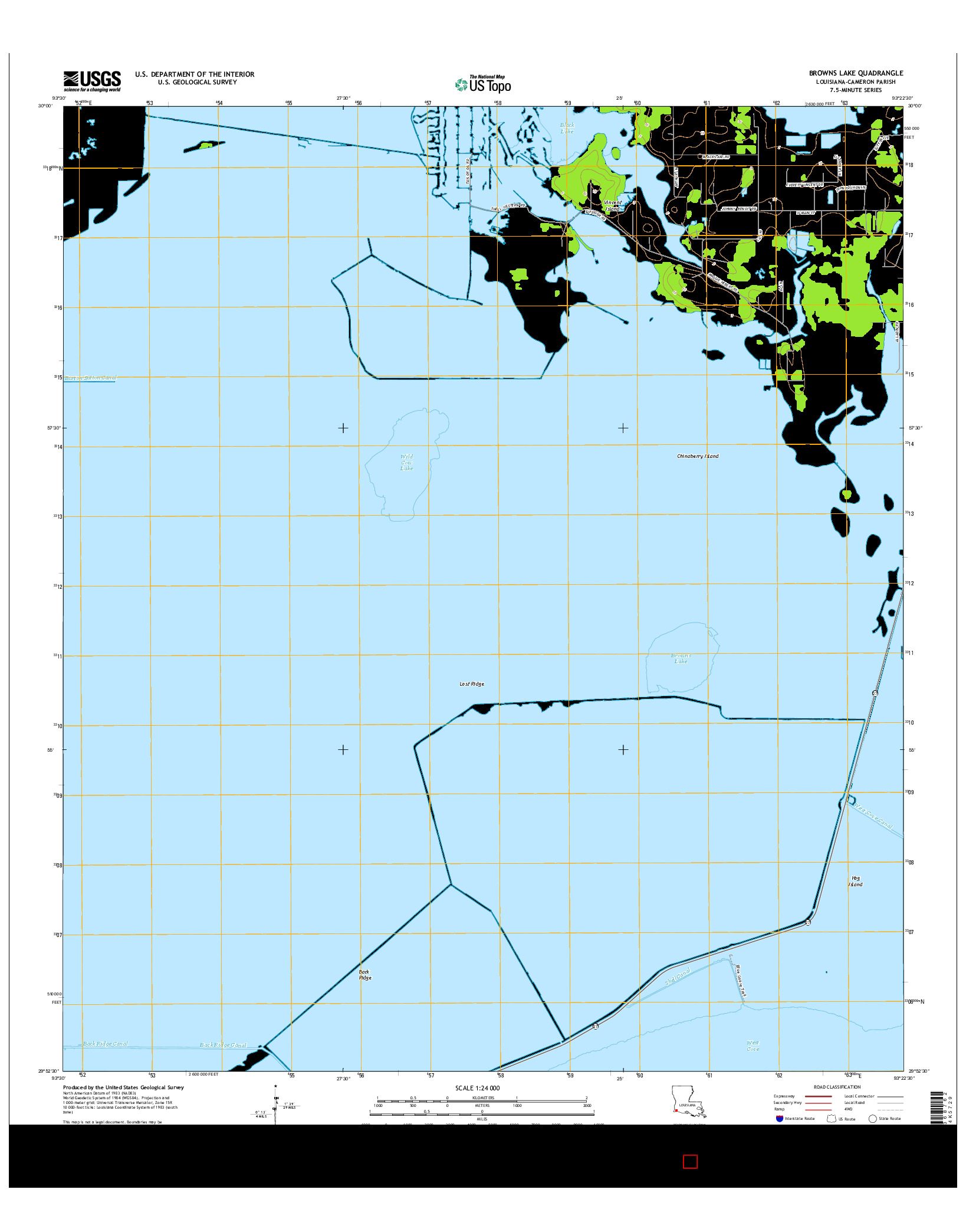 USGS US TOPO 7.5-MINUTE MAP FOR BROWNS LAKE, LA 2015