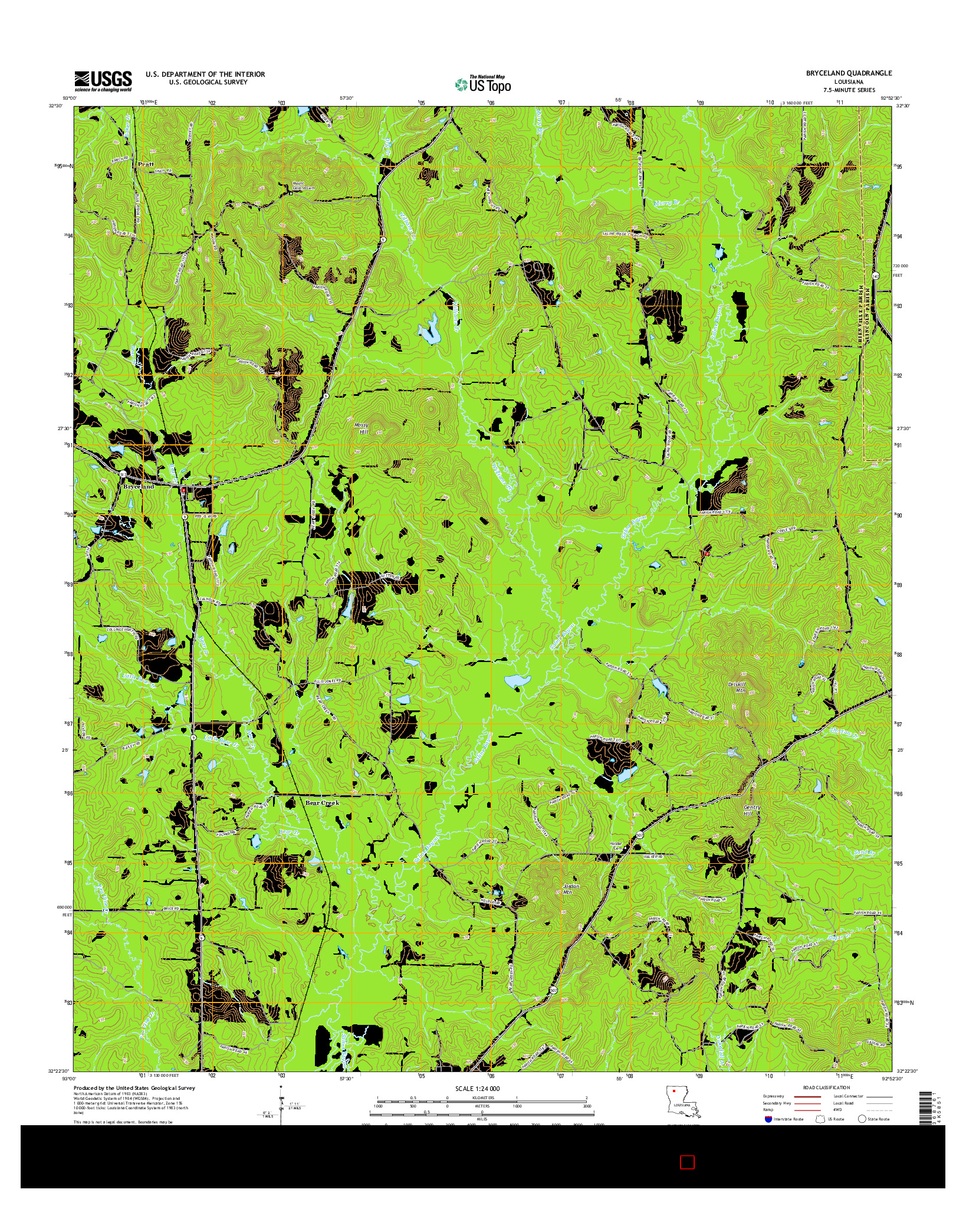 USGS US TOPO 7.5-MINUTE MAP FOR BRYCELAND, LA 2015