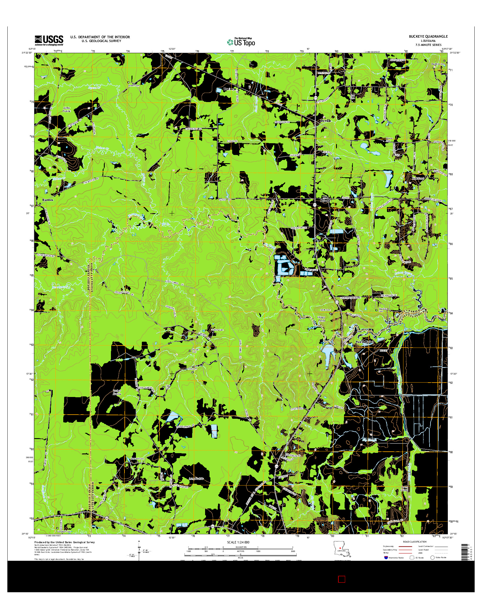 USGS US TOPO 7.5-MINUTE MAP FOR BUCKEYE, LA 2015