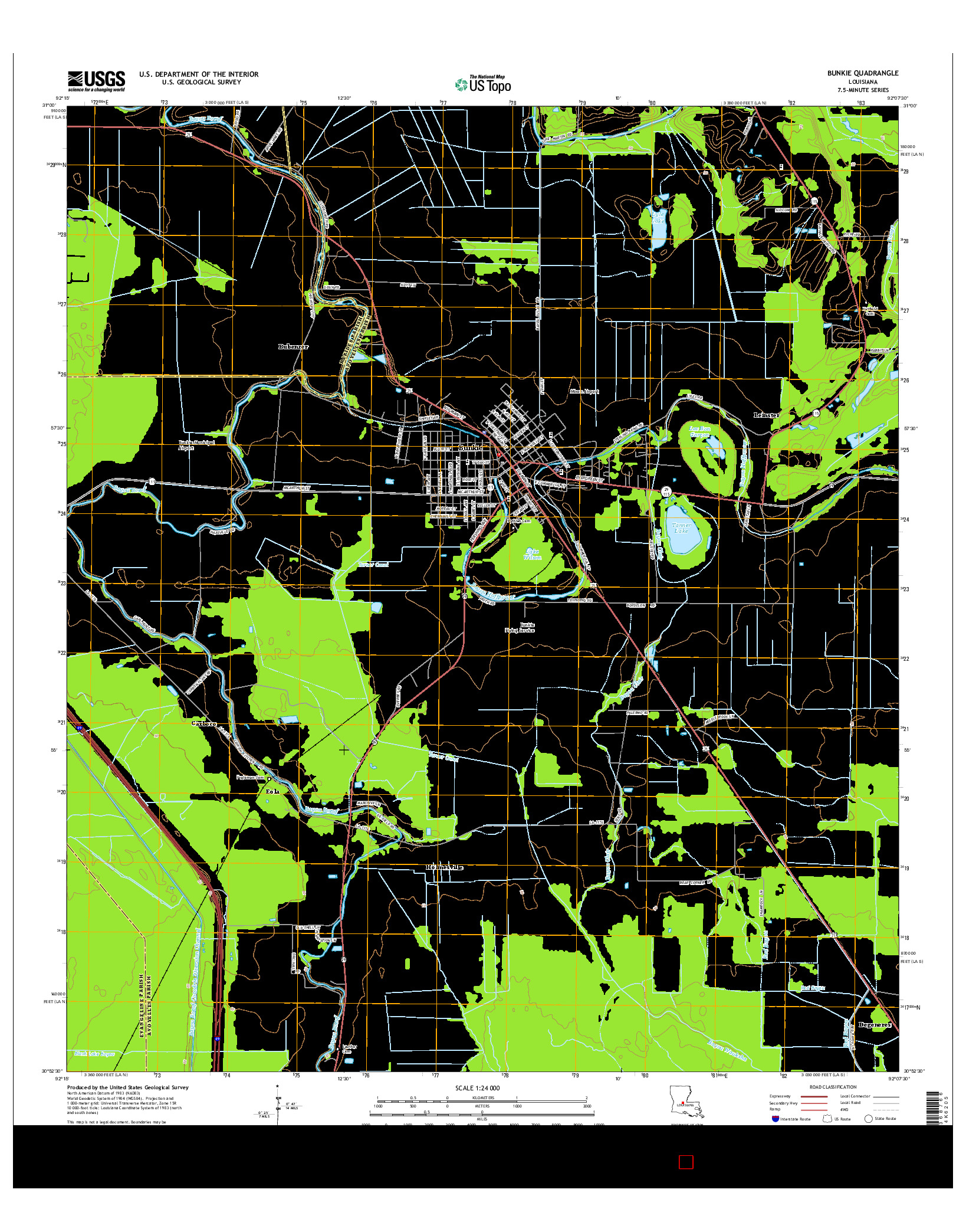 USGS US TOPO 7.5-MINUTE MAP FOR BUNKIE, LA 2015