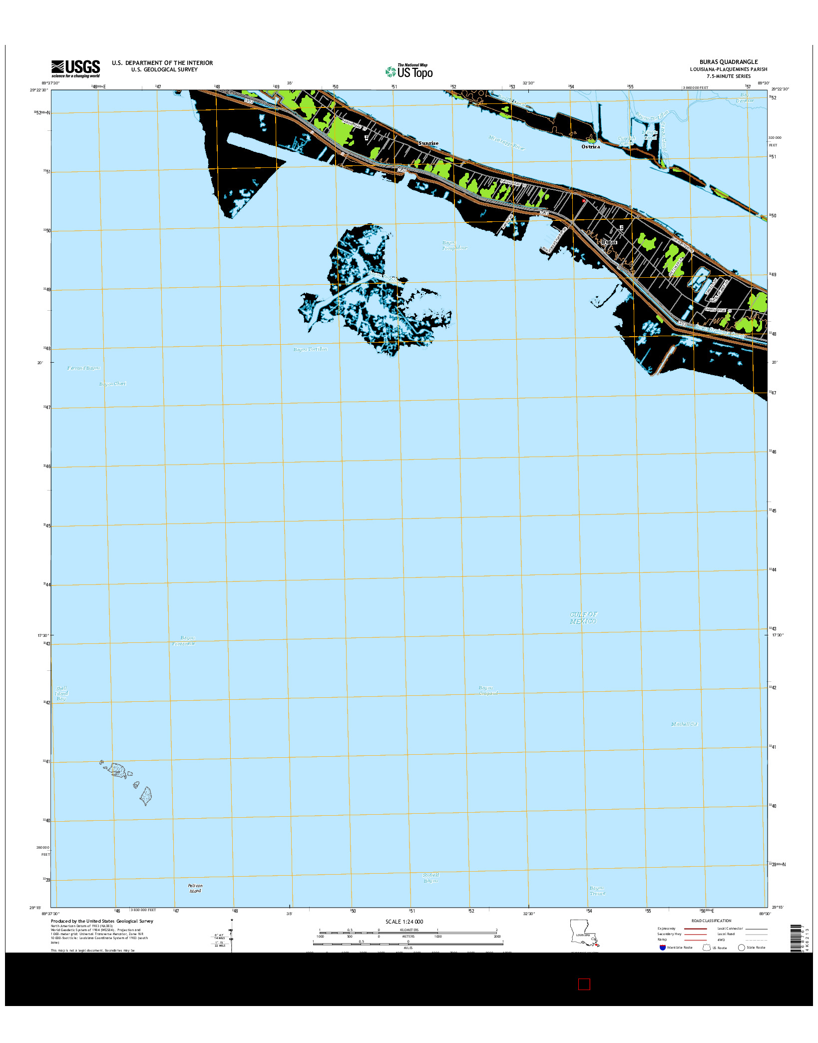 USGS US TOPO 7.5-MINUTE MAP FOR BURAS, LA 2015