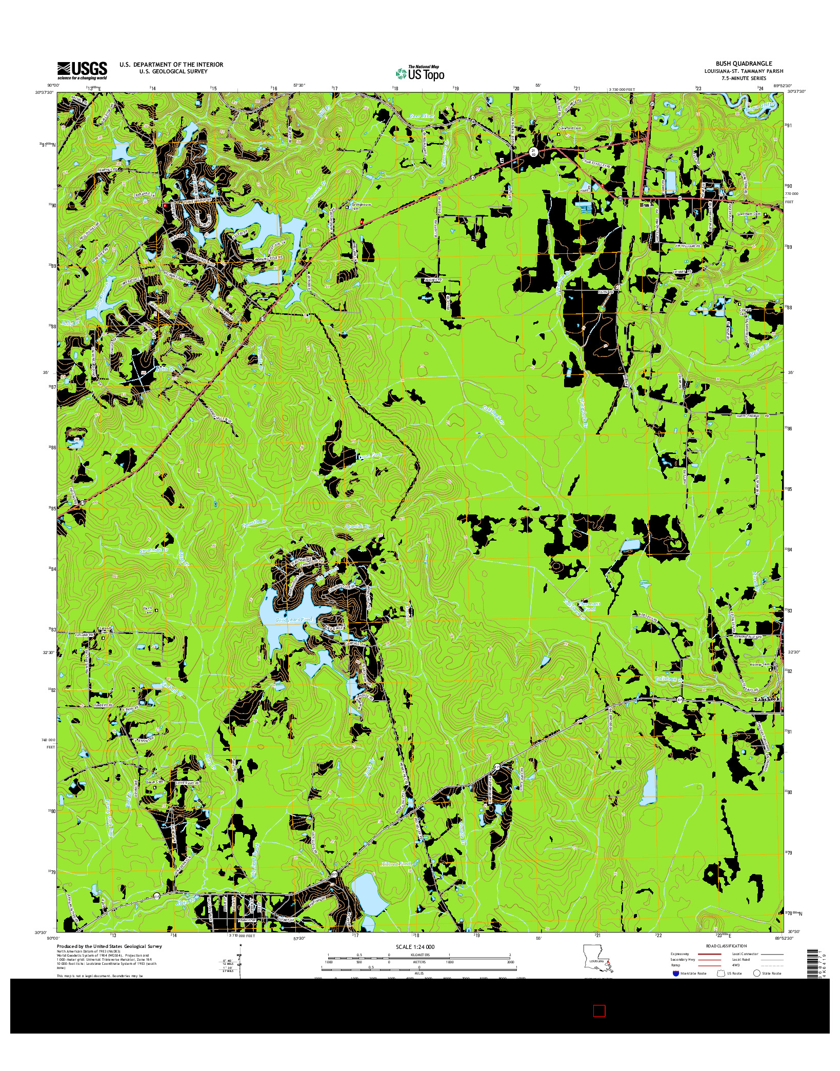 USGS US TOPO 7.5-MINUTE MAP FOR BUSH, LA 2015