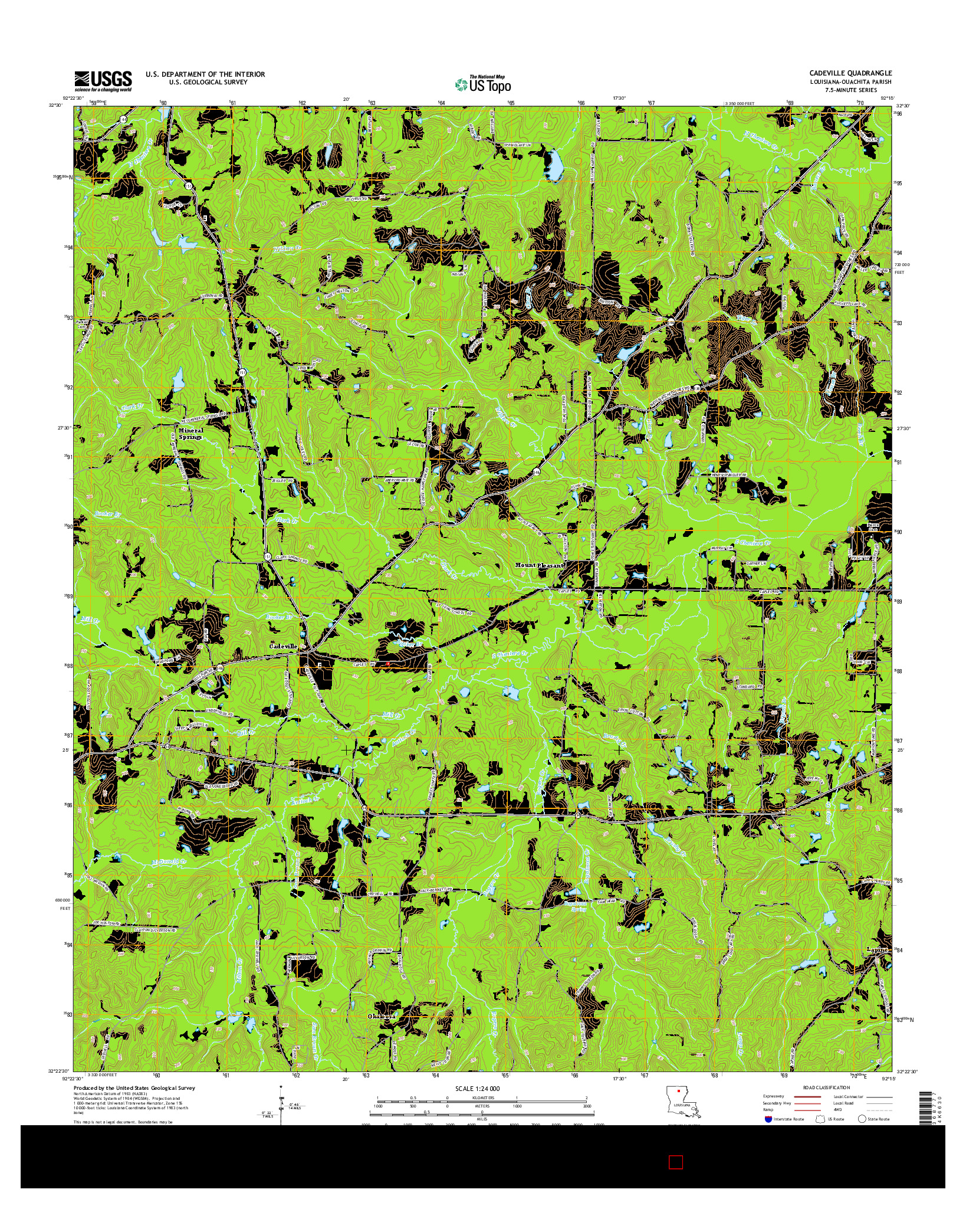 USGS US TOPO 7.5-MINUTE MAP FOR CADEVILLE, LA 2015