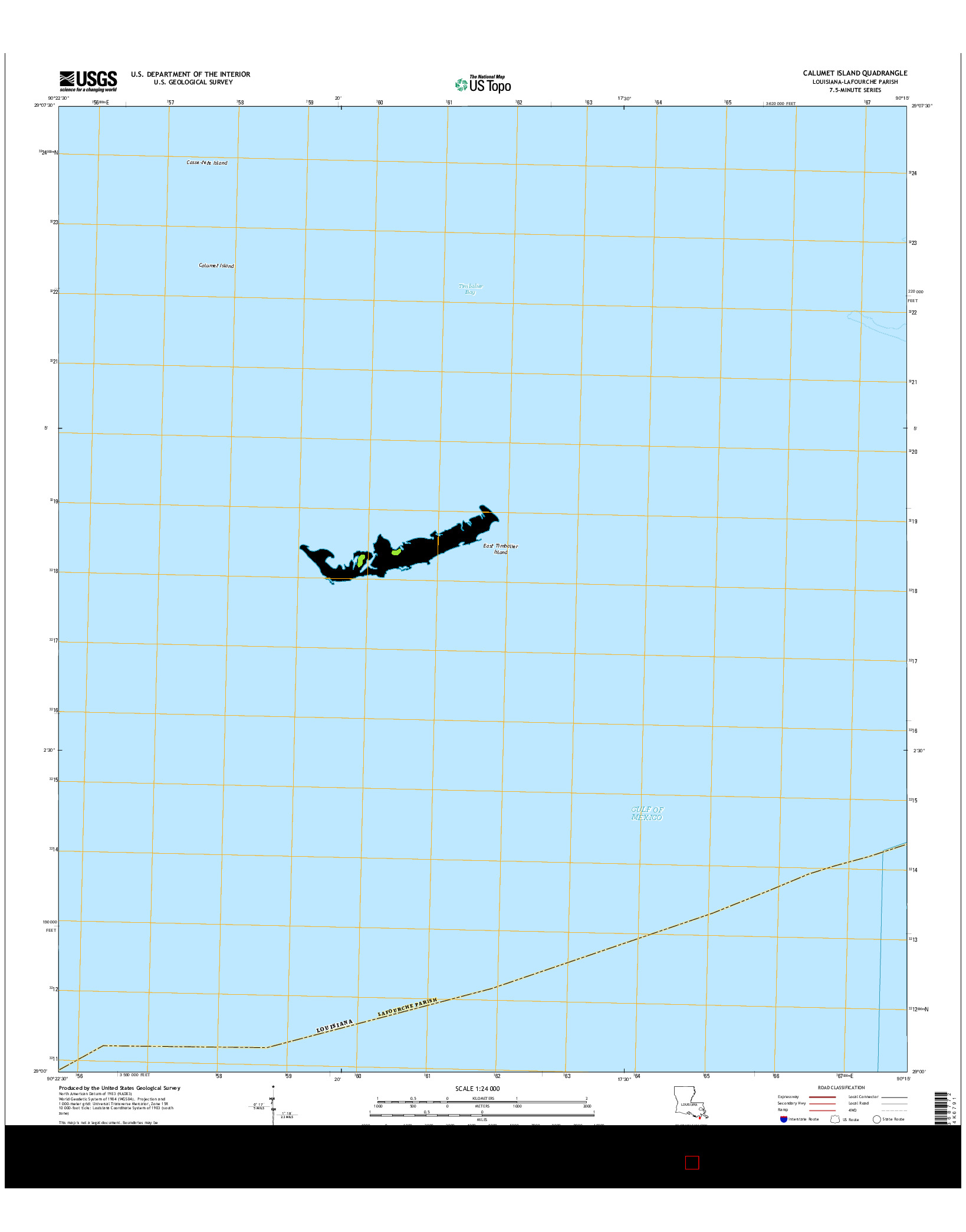 USGS US TOPO 7.5-MINUTE MAP FOR CALUMET ISLAND, LA 2015