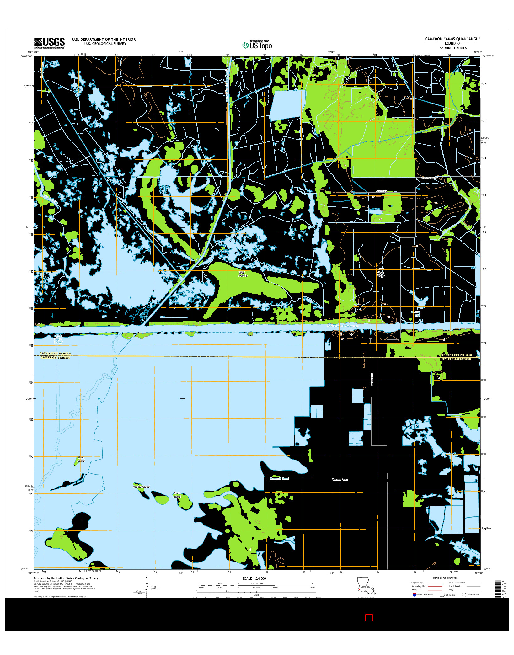 USGS US TOPO 7.5-MINUTE MAP FOR CAMERON FARMS, LA 2015