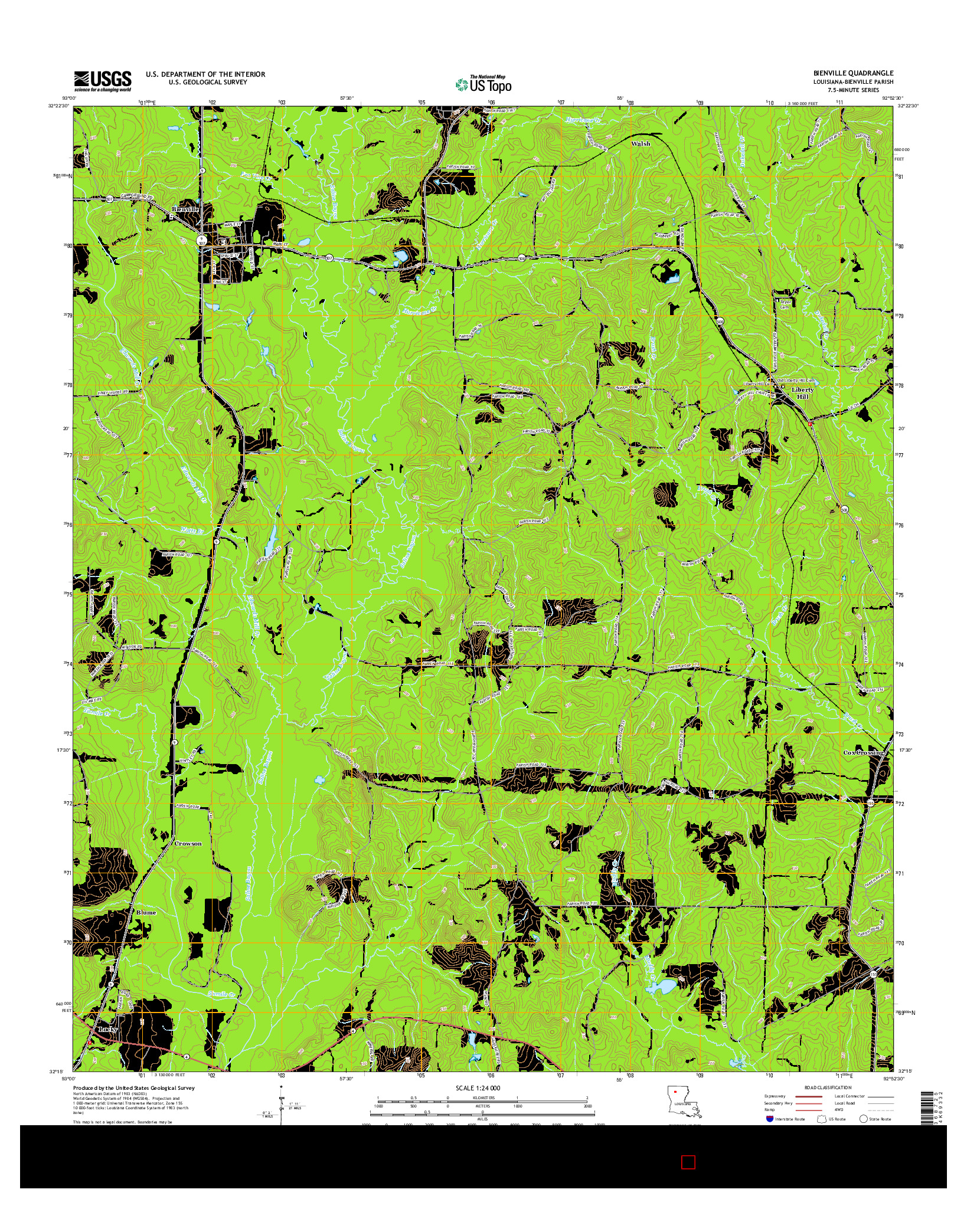 USGS US TOPO 7.5-MINUTE MAP FOR BIENVILLE, LA 2015