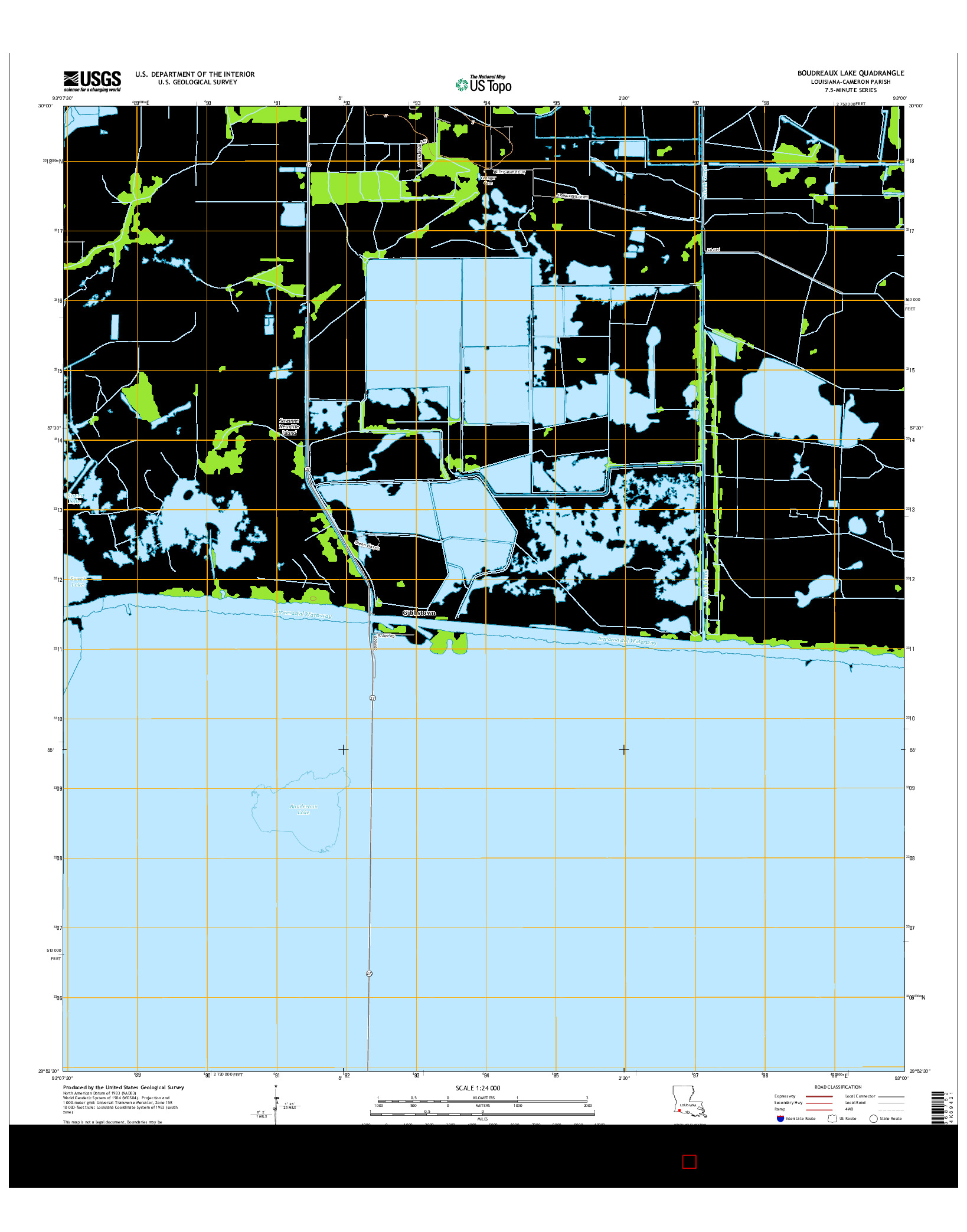 USGS US TOPO 7.5-MINUTE MAP FOR BOUDREAUX LAKE, LA 2015