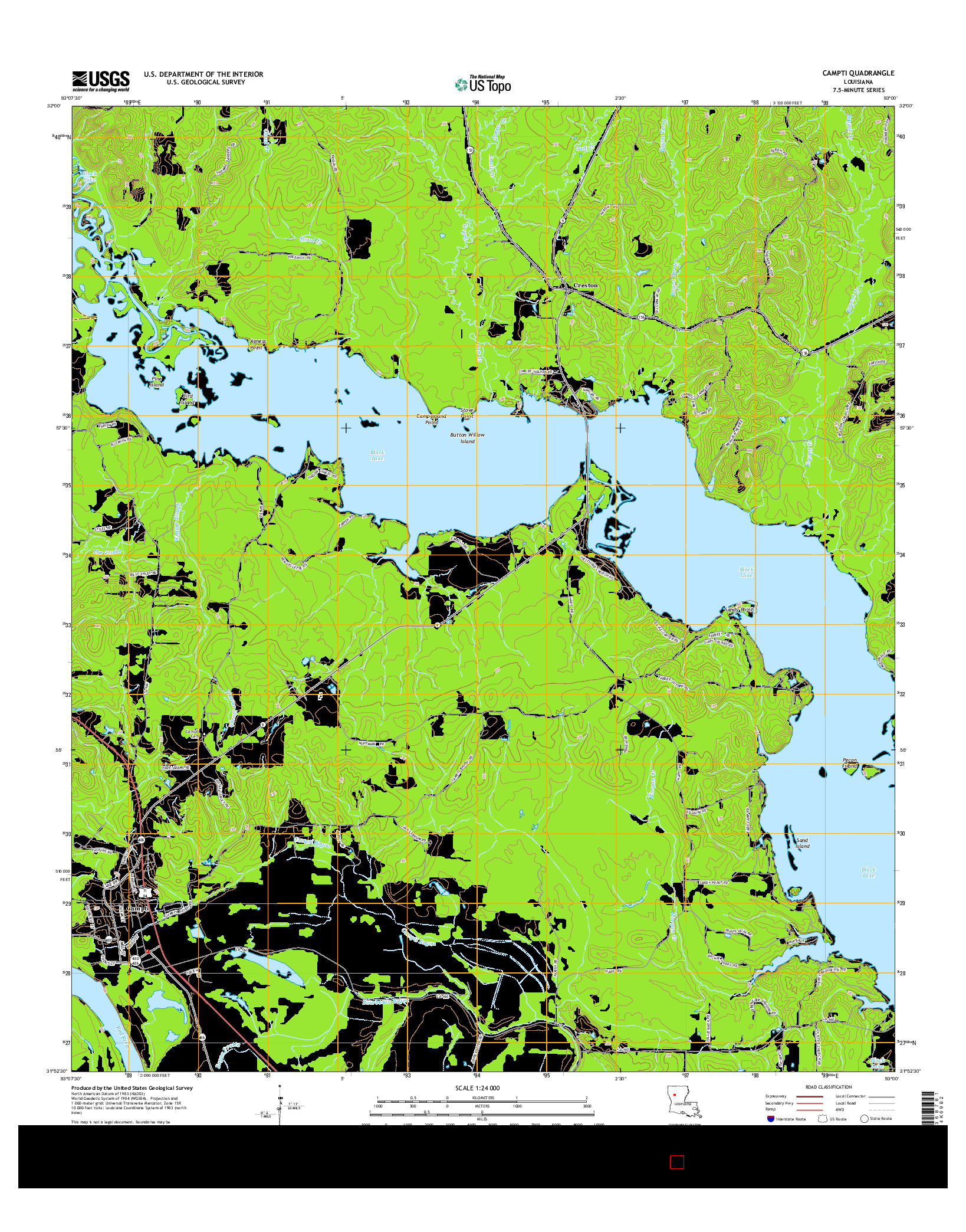 USGS US TOPO 7.5-MINUTE MAP FOR CAMPTI, LA 2015