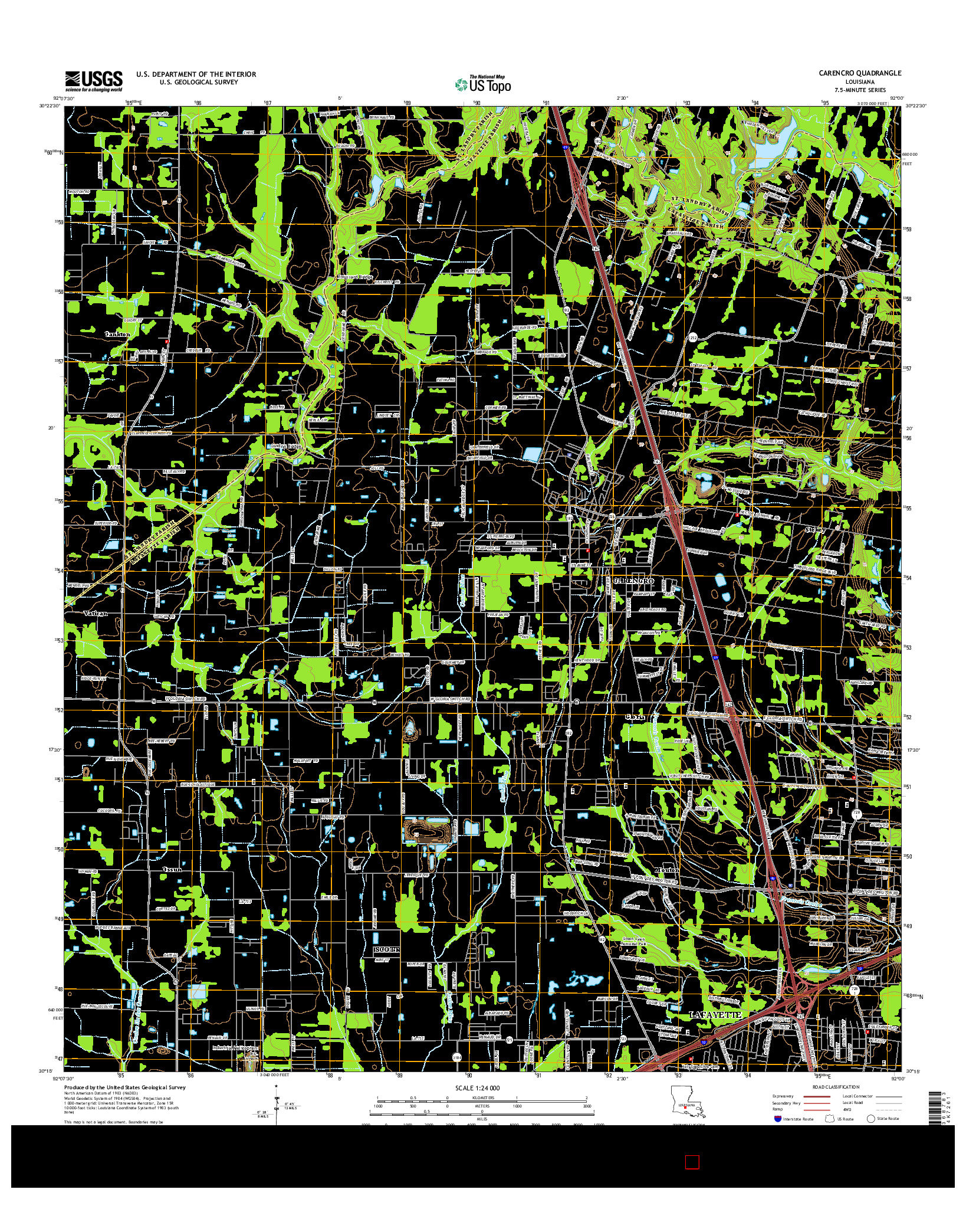 USGS US TOPO 7.5-MINUTE MAP FOR CARENCRO, LA 2015