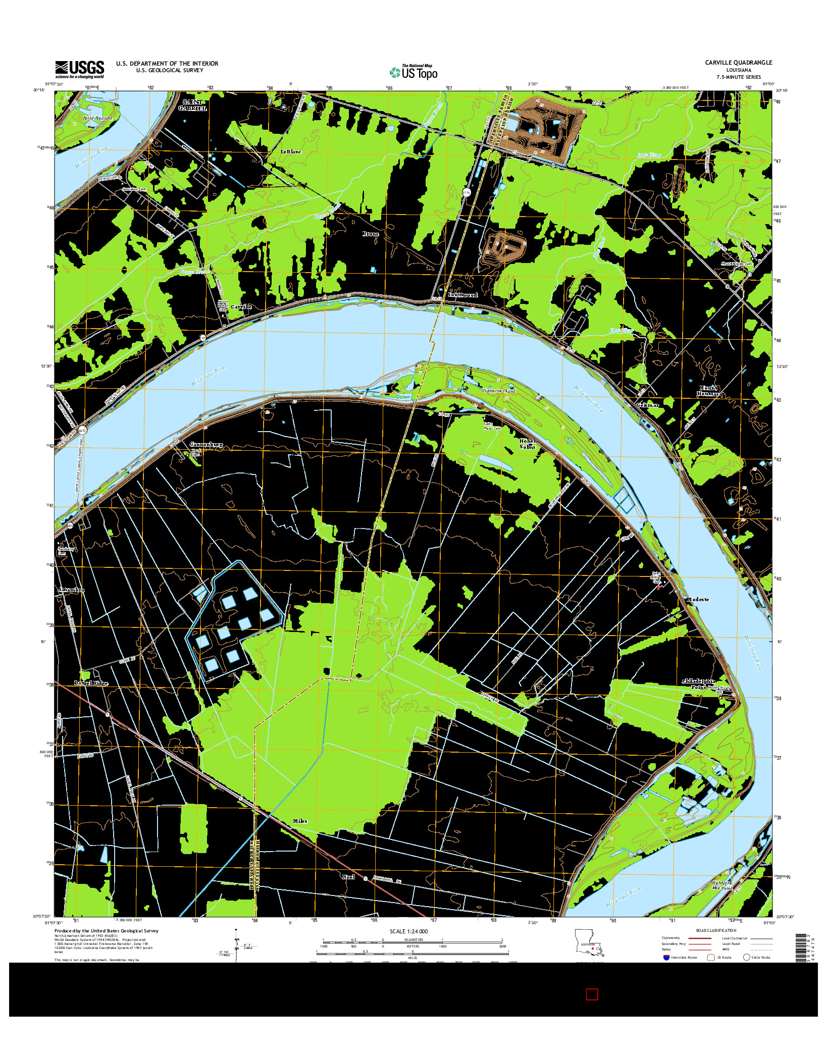 USGS US TOPO 7.5-MINUTE MAP FOR CARVILLE, LA 2015