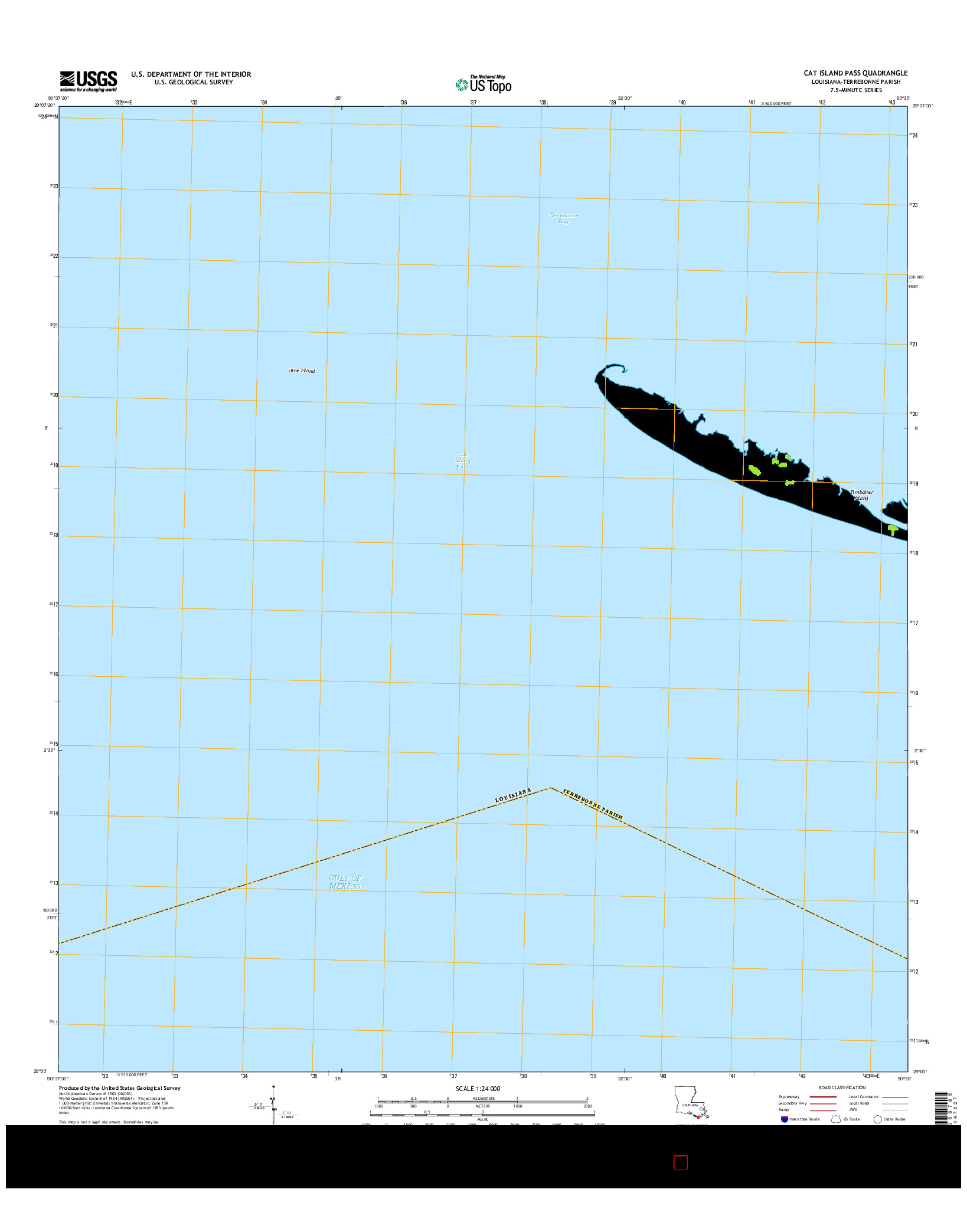 USGS US TOPO 7.5-MINUTE MAP FOR CAT ISLAND PASS, LA 2015