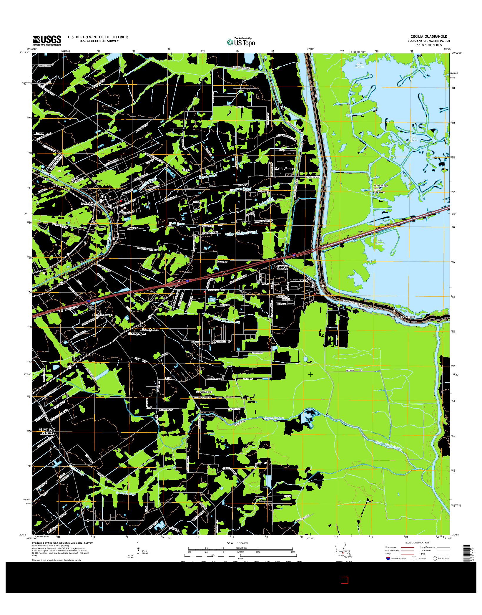 USGS US TOPO 7.5-MINUTE MAP FOR CECILIA, LA 2015