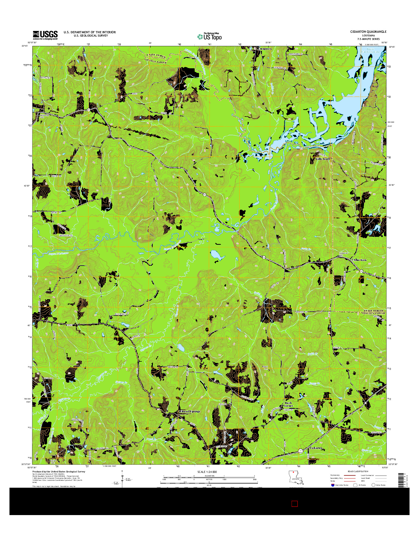 USGS US TOPO 7.5-MINUTE MAP FOR CEDARTON, LA 2015