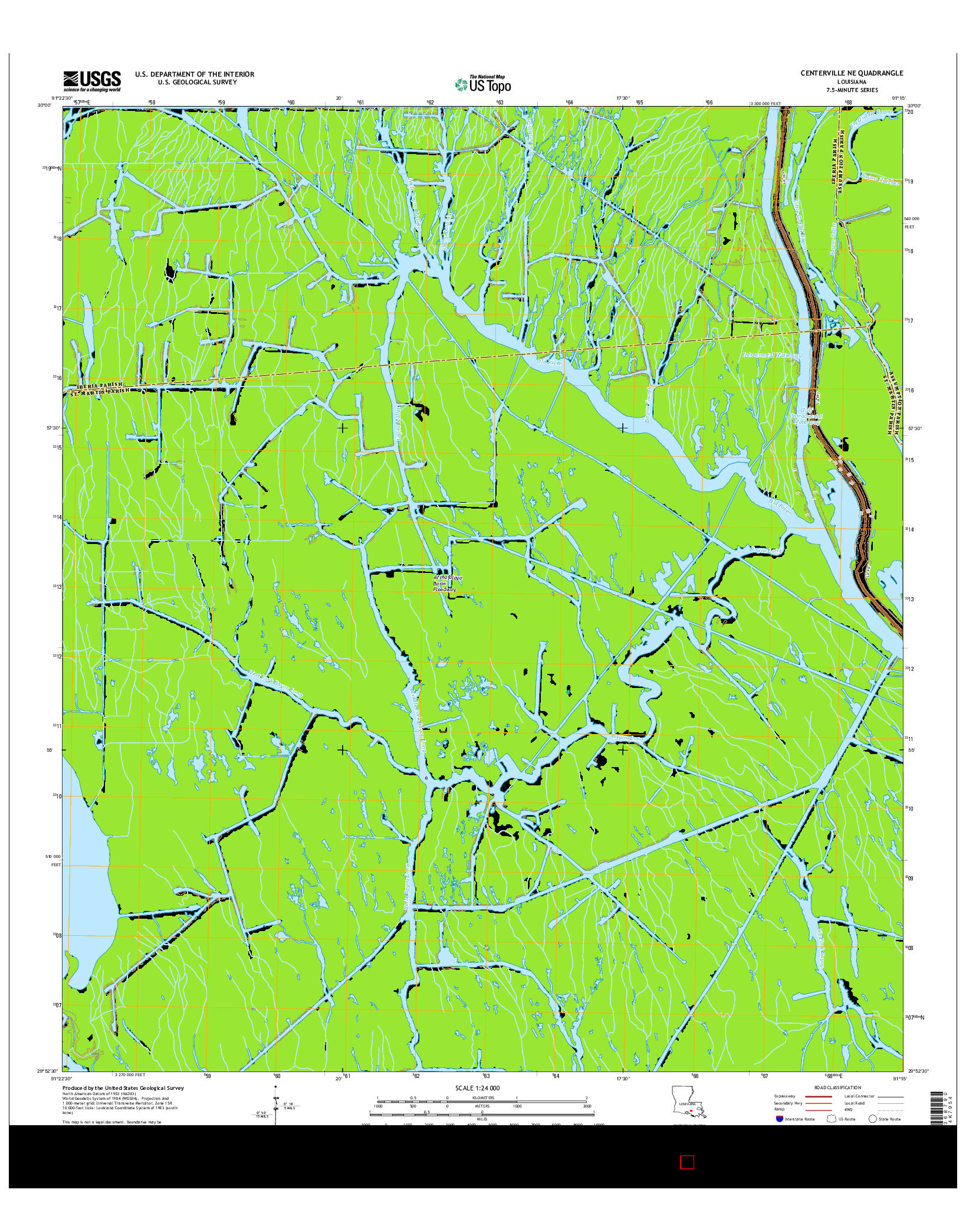 USGS US TOPO 7.5-MINUTE MAP FOR CENTERVILLE NE, LA 2015
