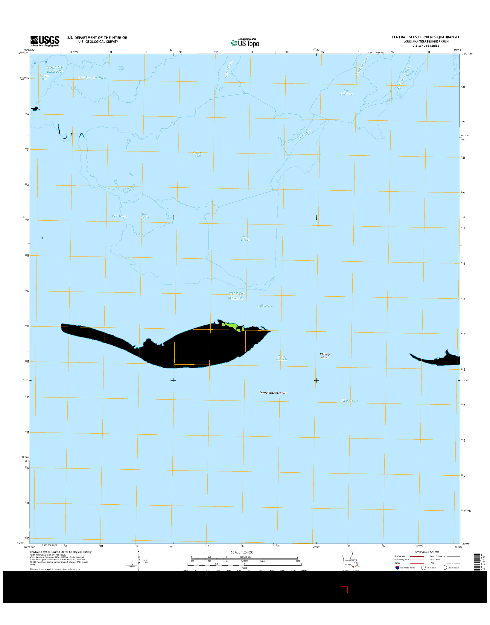 USGS US TOPO 7.5-MINUTE MAP FOR CENTRAL ISLES DERNIERES, LA 2015