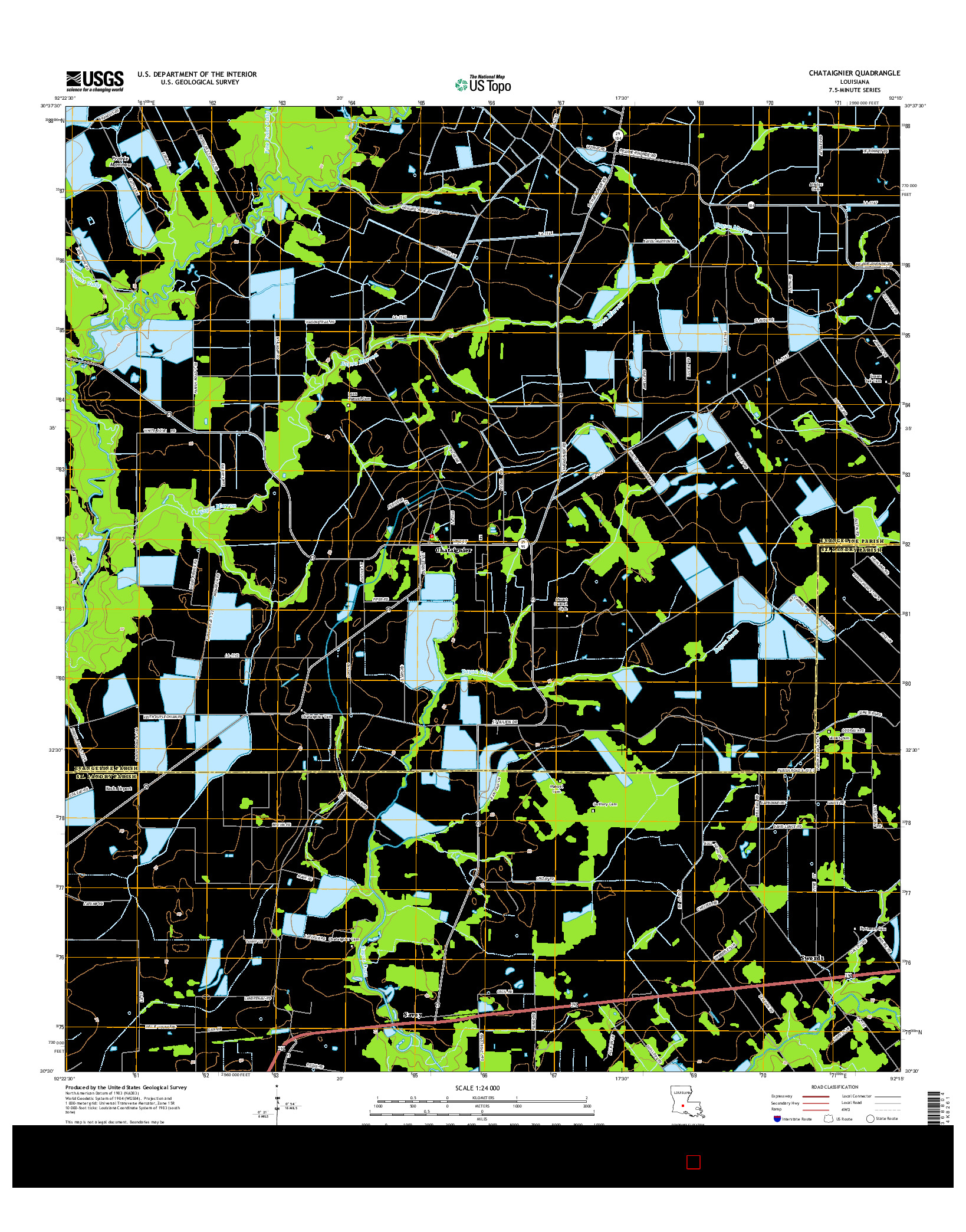 USGS US TOPO 7.5-MINUTE MAP FOR CHATAIGNIER, LA 2015