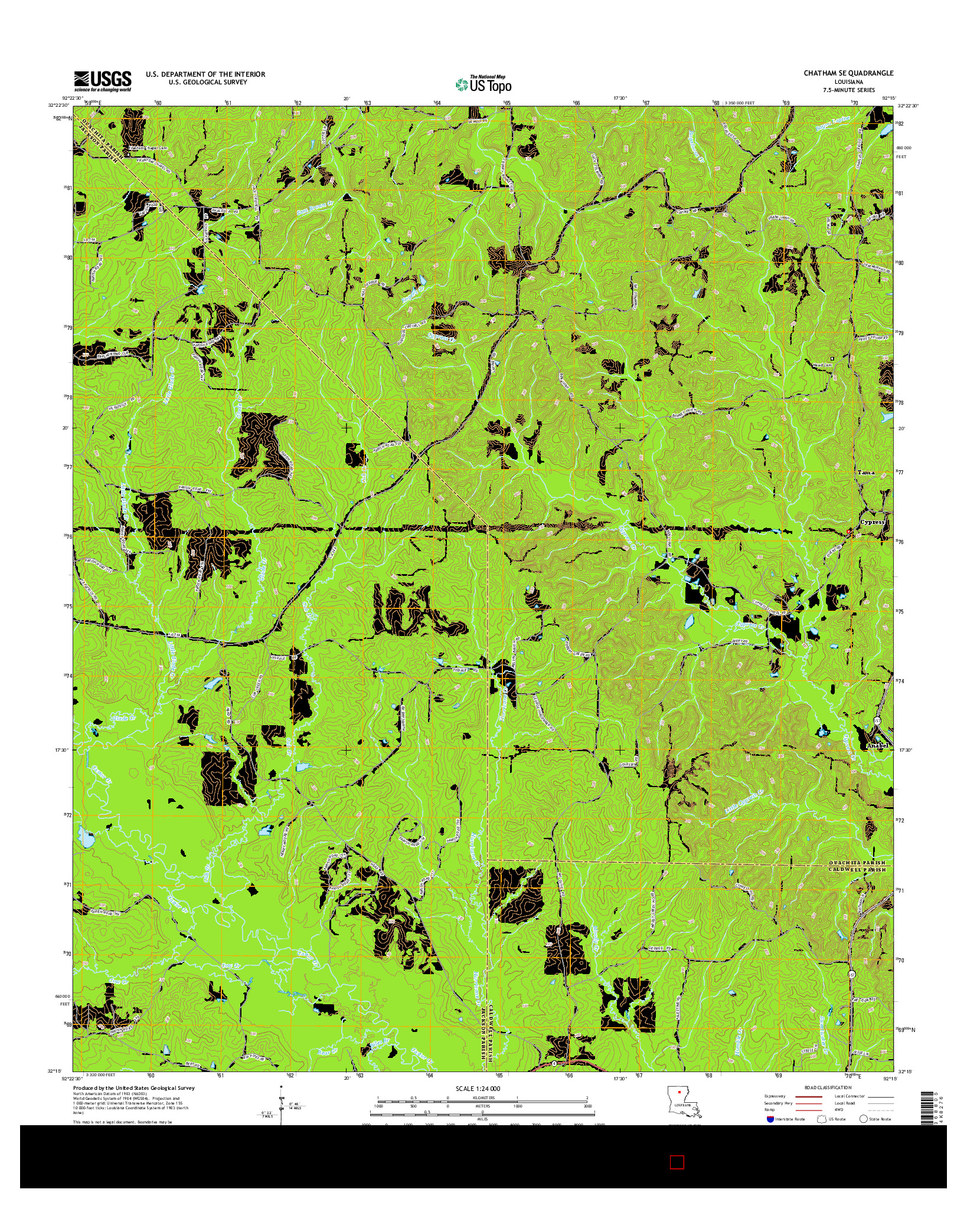 USGS US TOPO 7.5-MINUTE MAP FOR CHATHAM SE, LA 2015