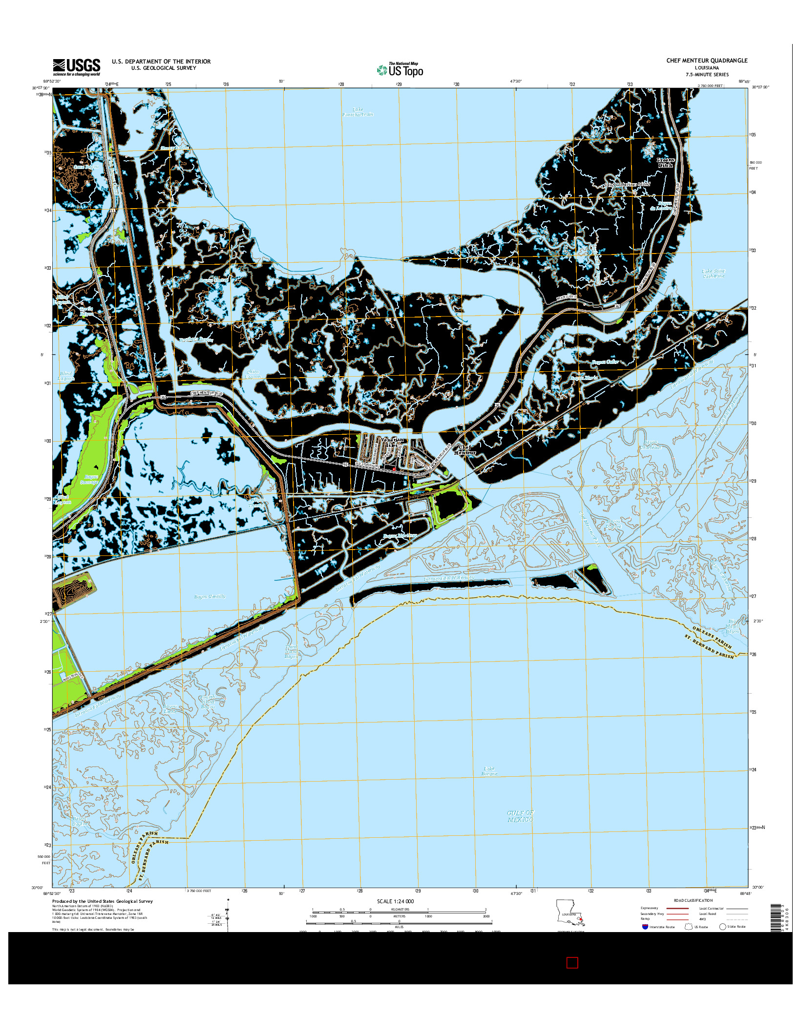 USGS US TOPO 7.5-MINUTE MAP FOR CHEF MENTEUR, LA 2015