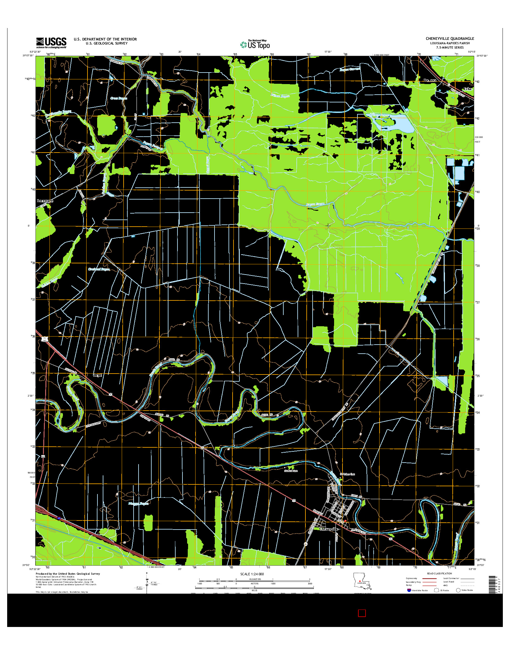 USGS US TOPO 7.5-MINUTE MAP FOR CHENEYVILLE, LA 2015