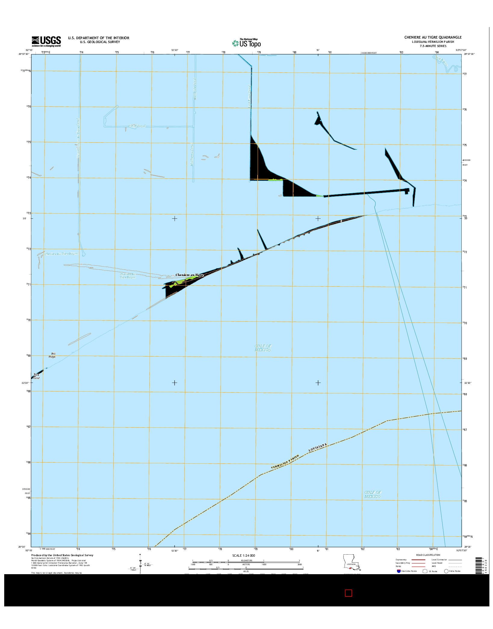 USGS US TOPO 7.5-MINUTE MAP FOR CHENIERE AU TIGRE, LA 2015